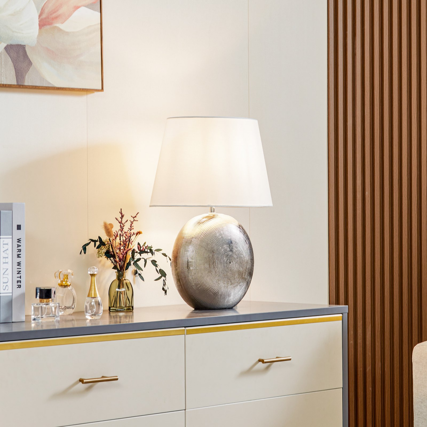 B-Ware Lindby Florentino Tischleuchte Tischlampe Nachttischlampe Leuchte Stoffschirm - 4251096577808