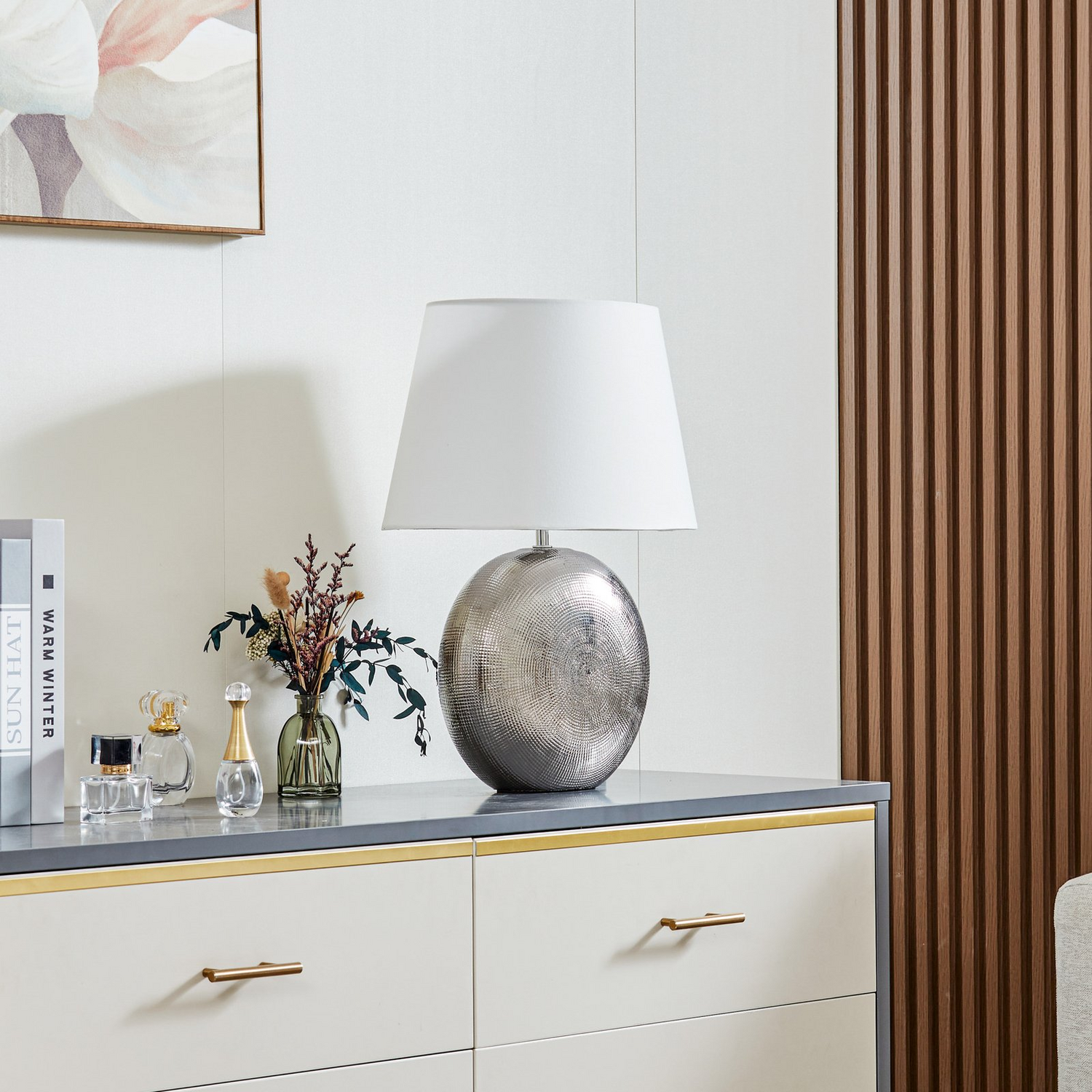 B-Ware Lindby Florentino Tischleuchte Tischlampe Nachttischlampe Leuchte Stoffschirm - 4251096577808