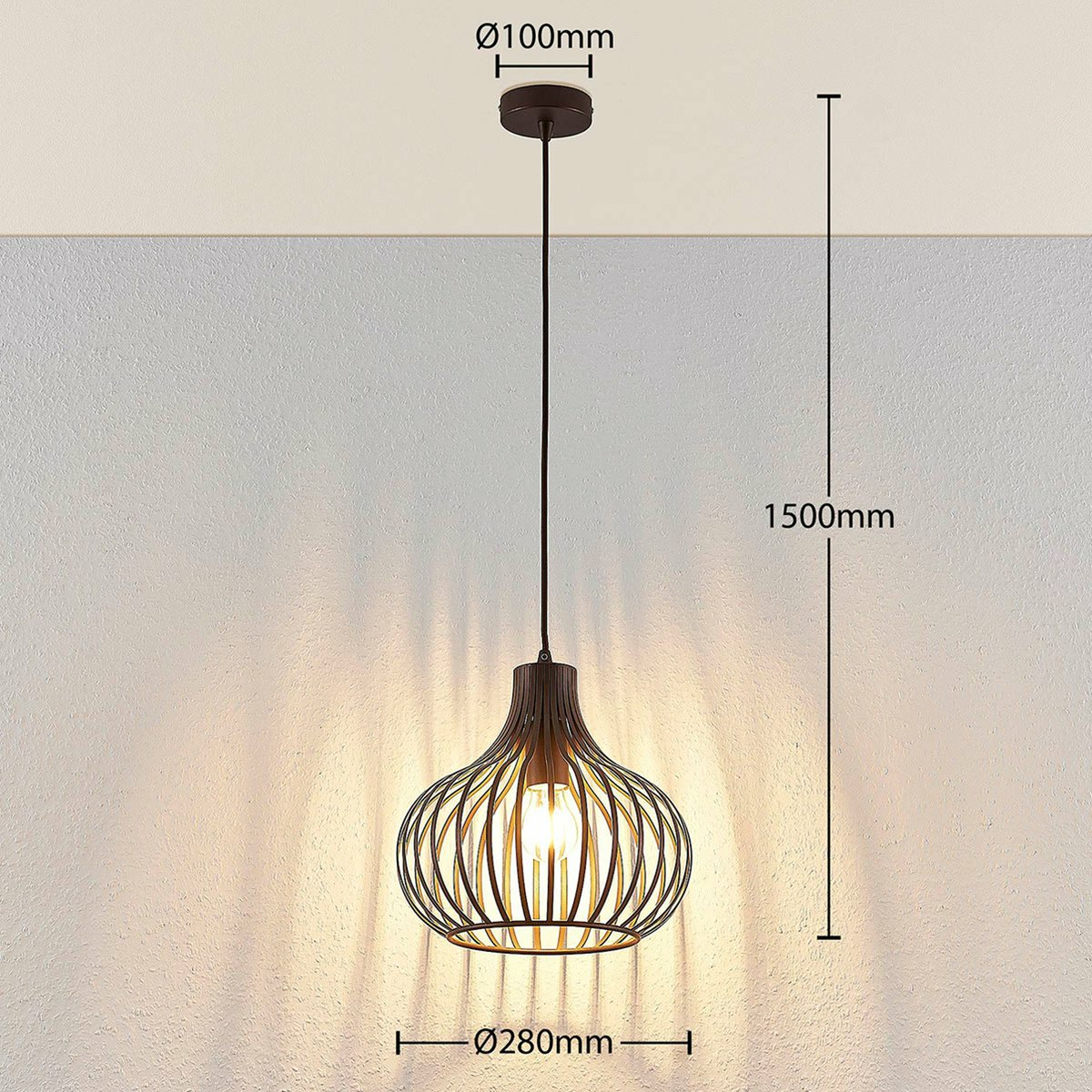 B-Ware Lindby Frances Hängeleuchte Braun 1 Fl. ø 28 Cm Hängeleuchte Pendelleuchte Lampe - 4251096551655