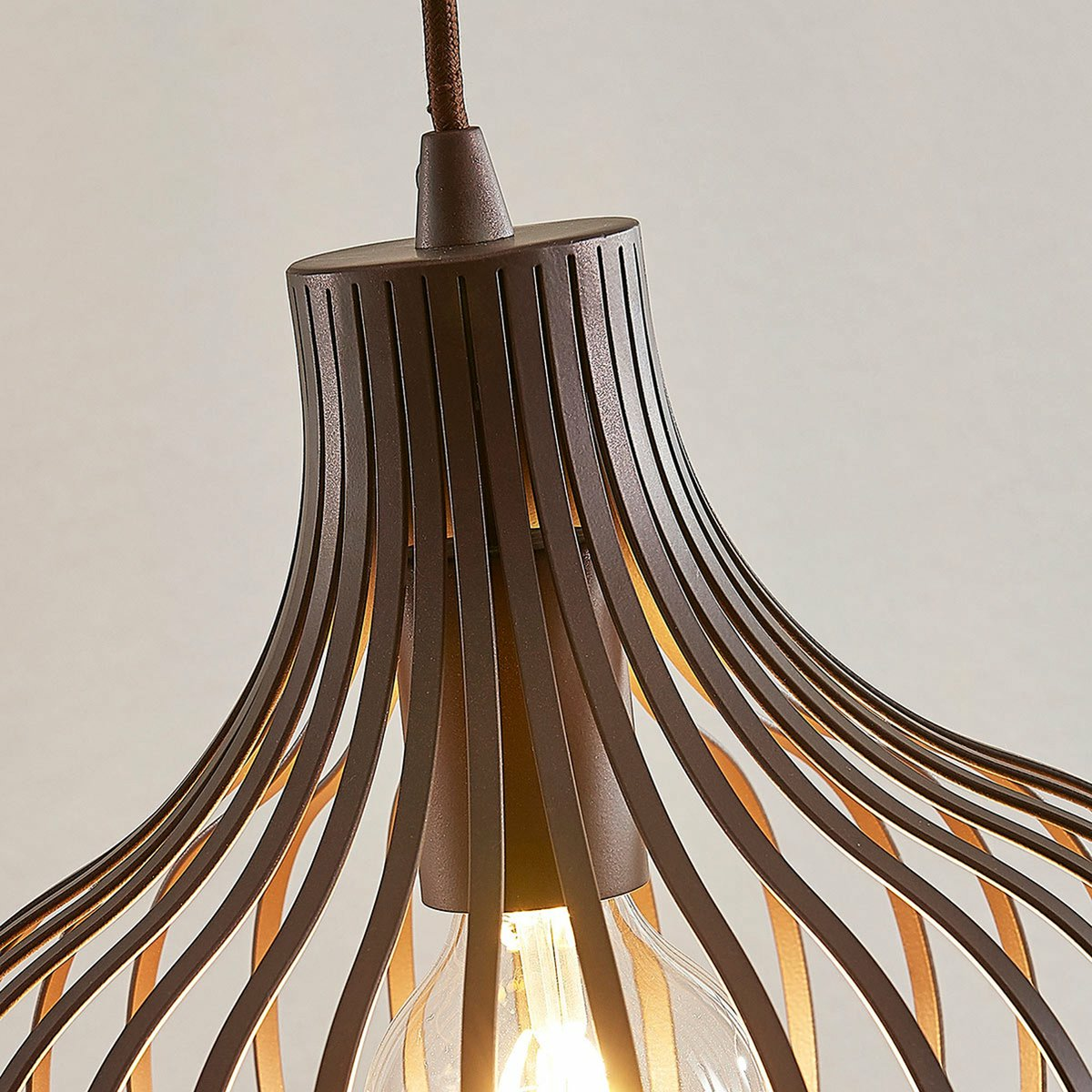 B-Ware Lindby Frances Hängeleuchte Braun 1 Fl. ø 28 Cm Hängeleuchte Pendelleuchte Lampe - 4251096551655