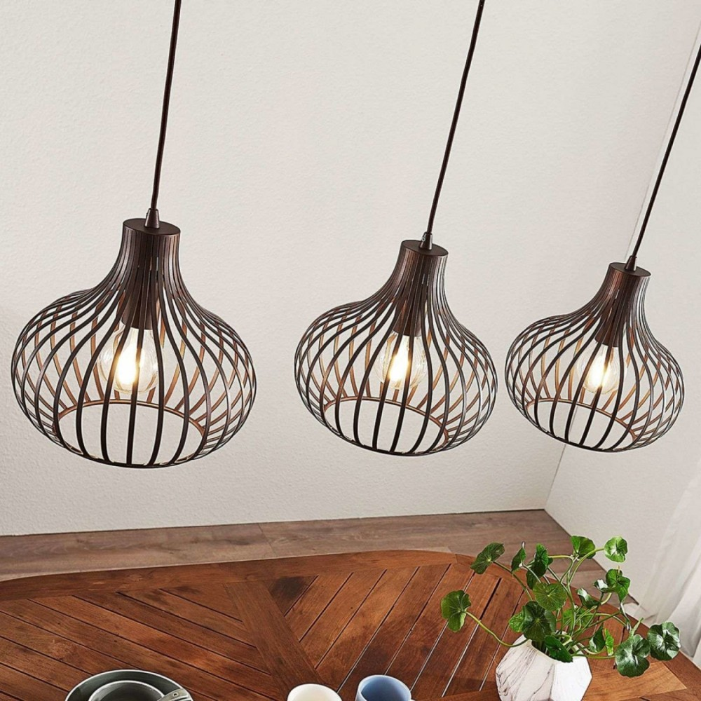 B-Ware Lindby Frances Hängelampe Hängeleuchte Lampe Wohnzimmerlampe 3 Fl. E27 Braun270