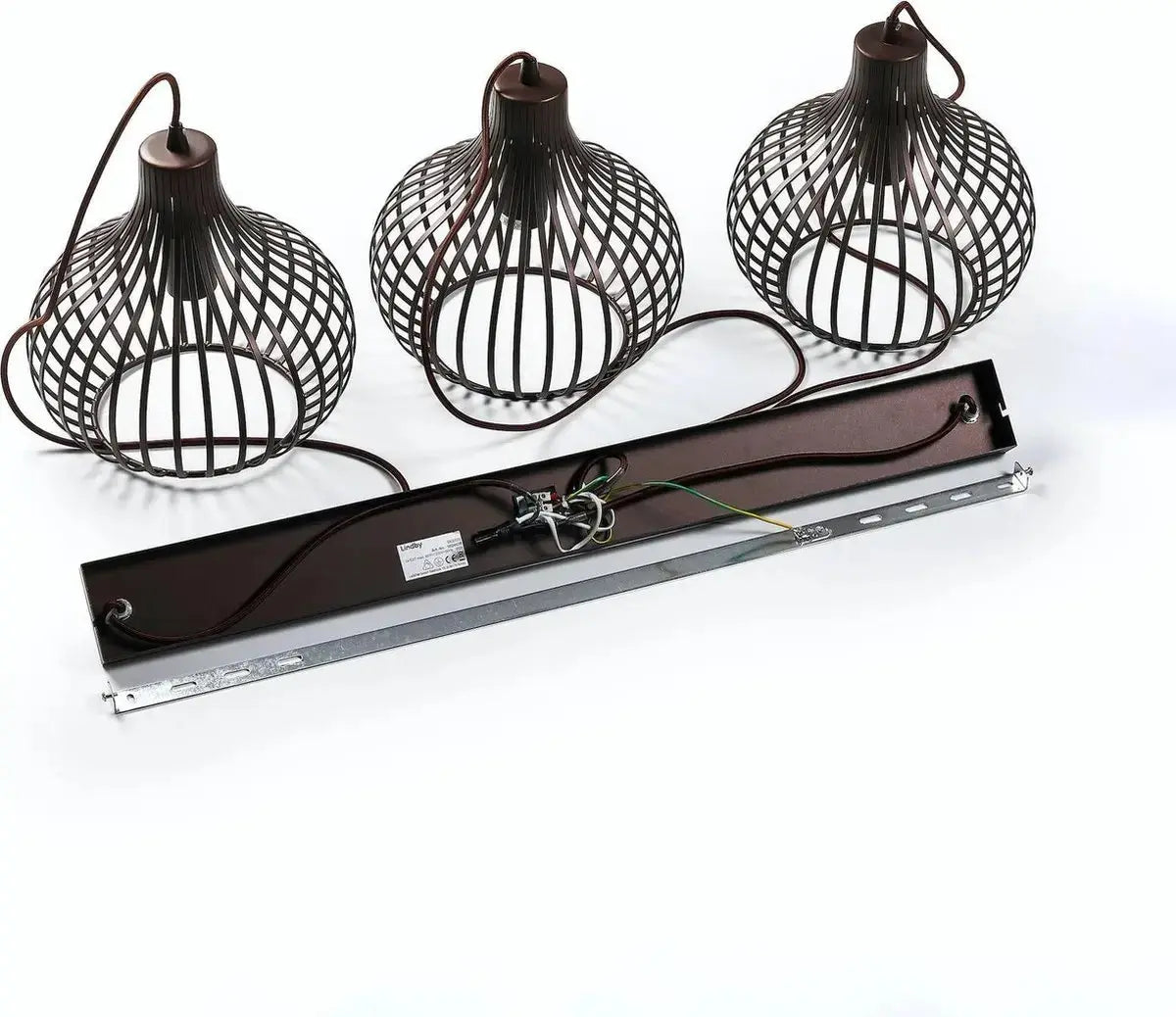 B-Ware Lindby Hängelampe Pendelleuchte Lampe Braun 3 Flammig Metall E27 Dimmbar