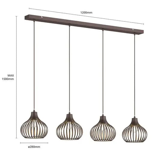 B-Ware Lindby Hängelampe Pendelleuchte Frances Lampe Kaffeebraun 4 Flammig Metall 498 - 4251096551716