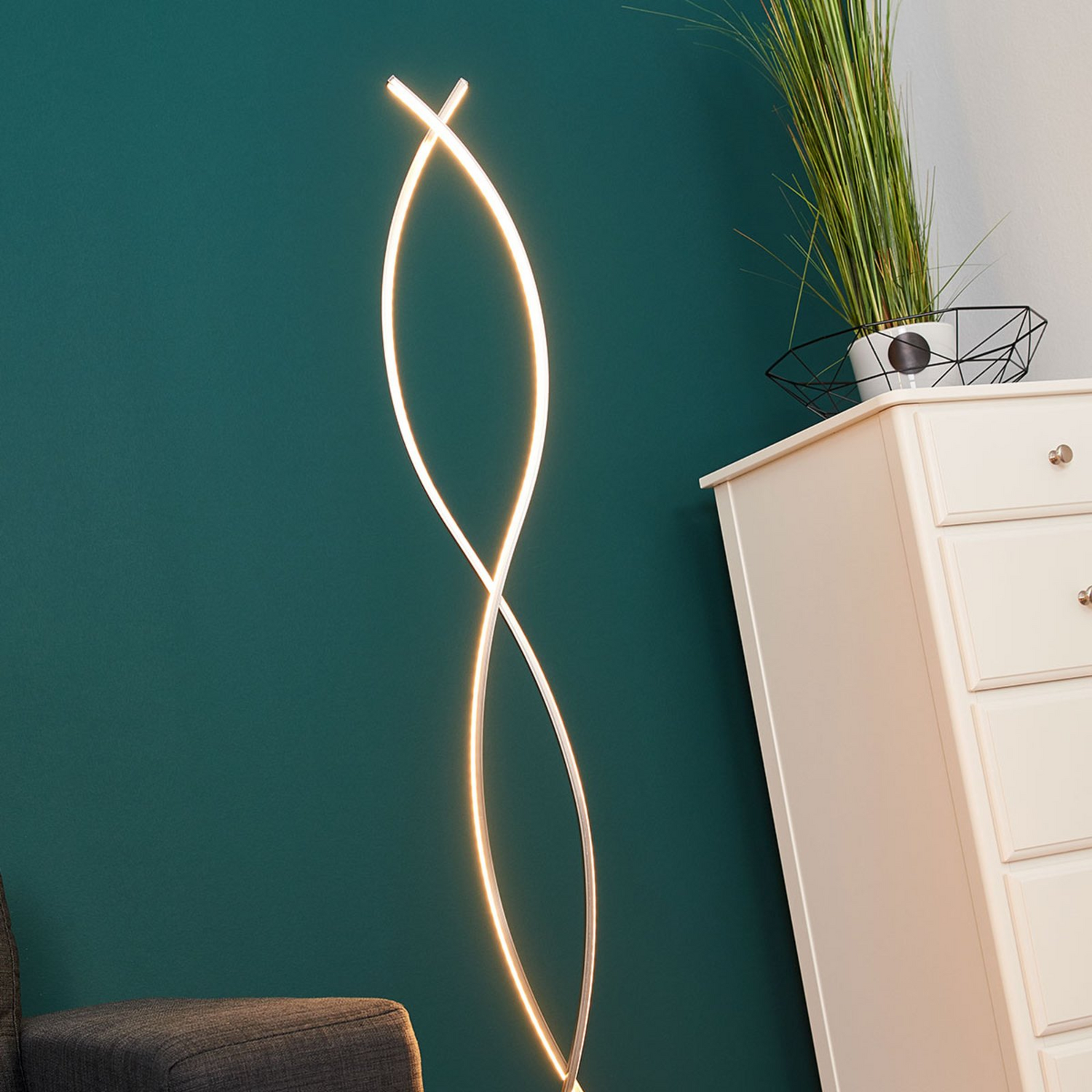 B-Ware Lindby Geschwungene Led Stehlampe Bobi Standleuchte Stehleuchte Leselampe La159