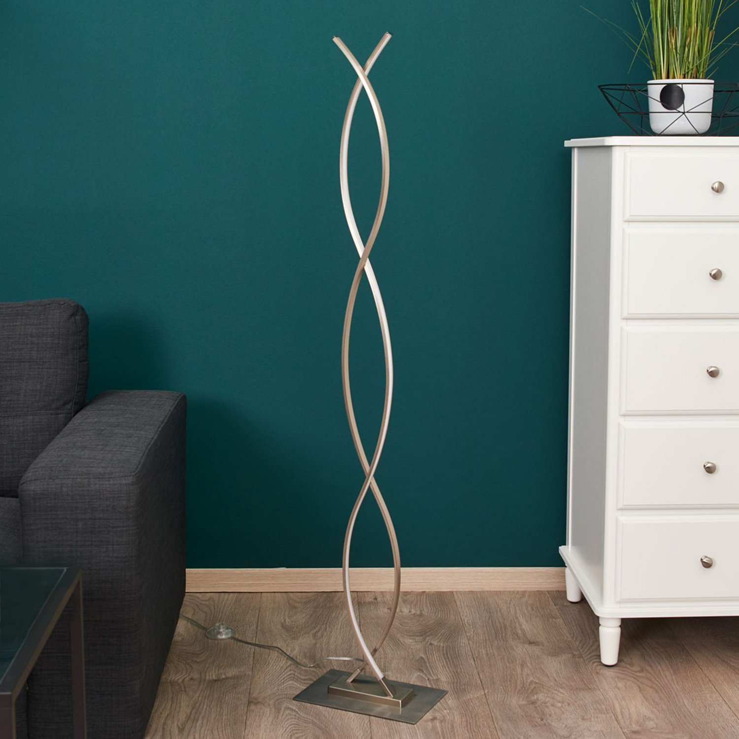 B-Ware Lindby Geschwungene Led Stehlampe Bobi Standleuchte Stehleuchte Leselampe La159