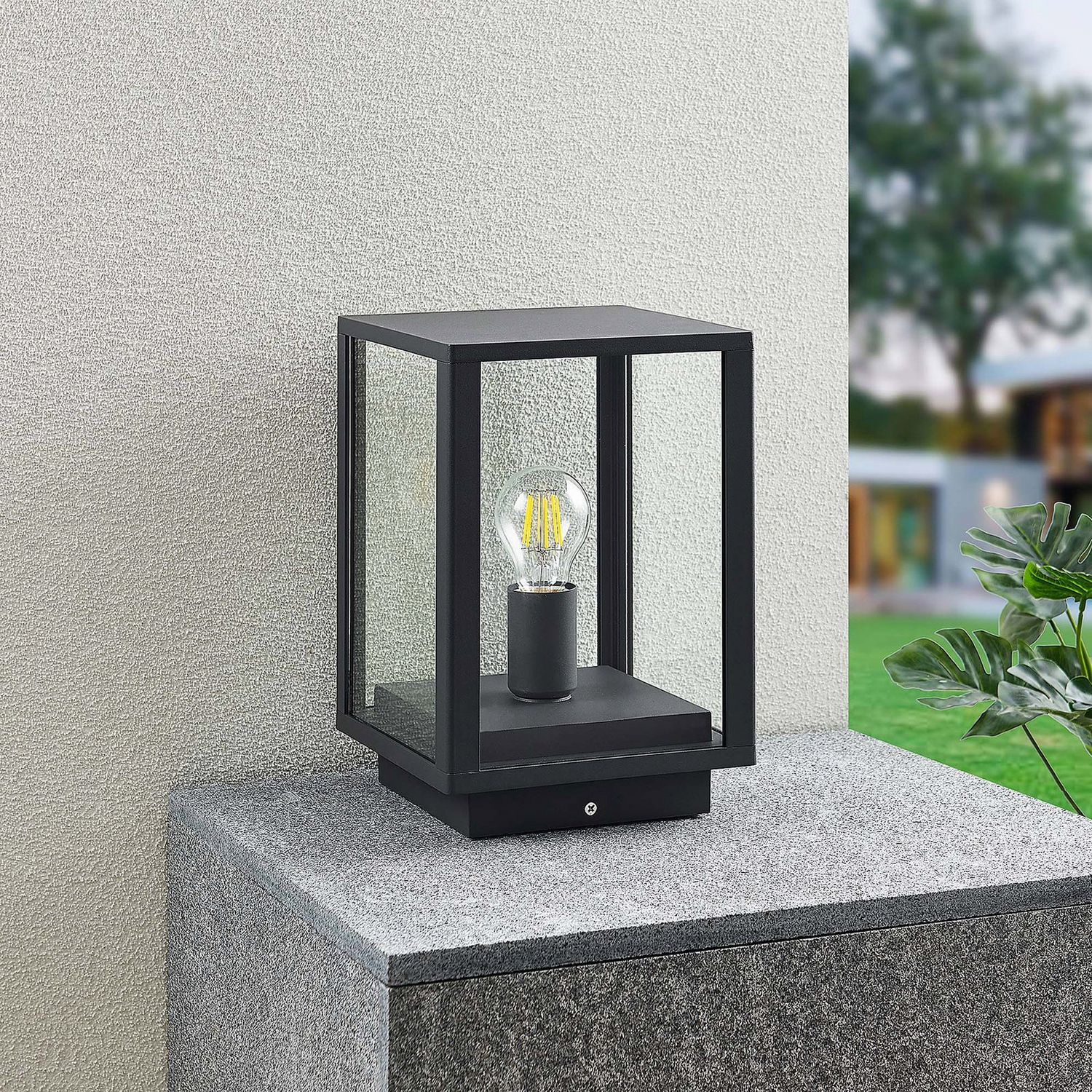 B-Ware Lindby Giavanna Sockelleuchte Wegeleuchte Gartenleuchte Lampe E27 Dunkelgrau
