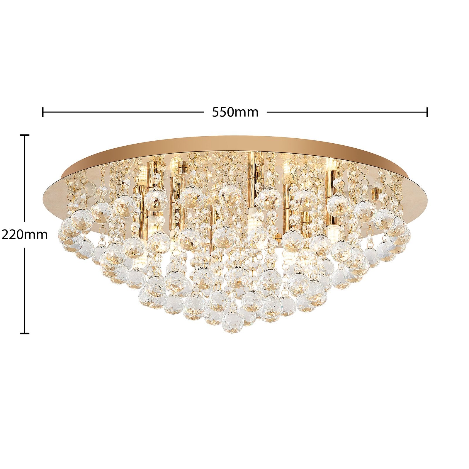 Lindby Deckenleuchte Deckenlampe Gillion Kronleuchter Kristall Lampe LED Ø 55cm - 4251096590050