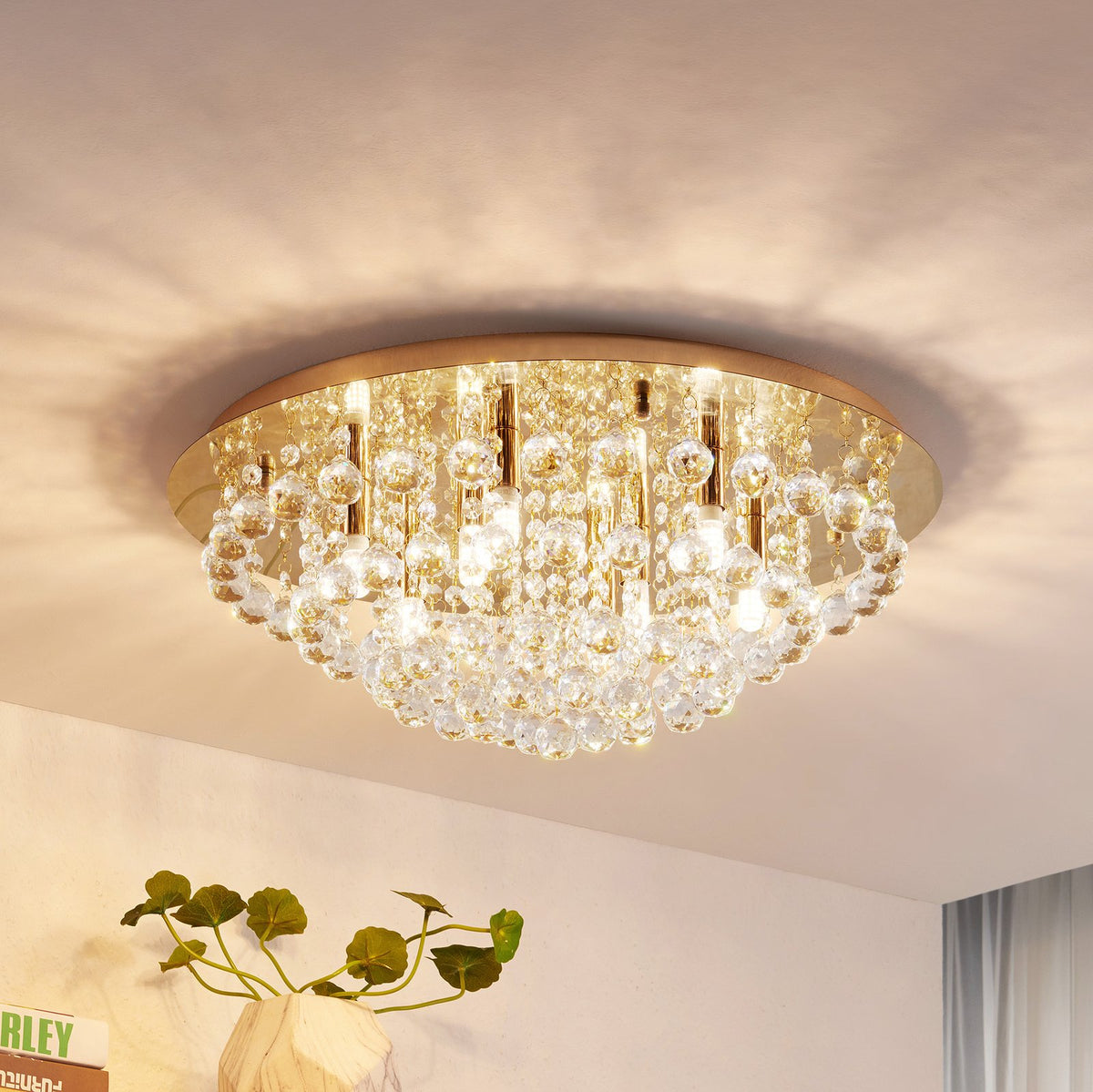 Lindby Deckenleuchte Deckenlampe Gillion Kronleuchter Kristall Lampe LED Ø 55cm - 4251096590050