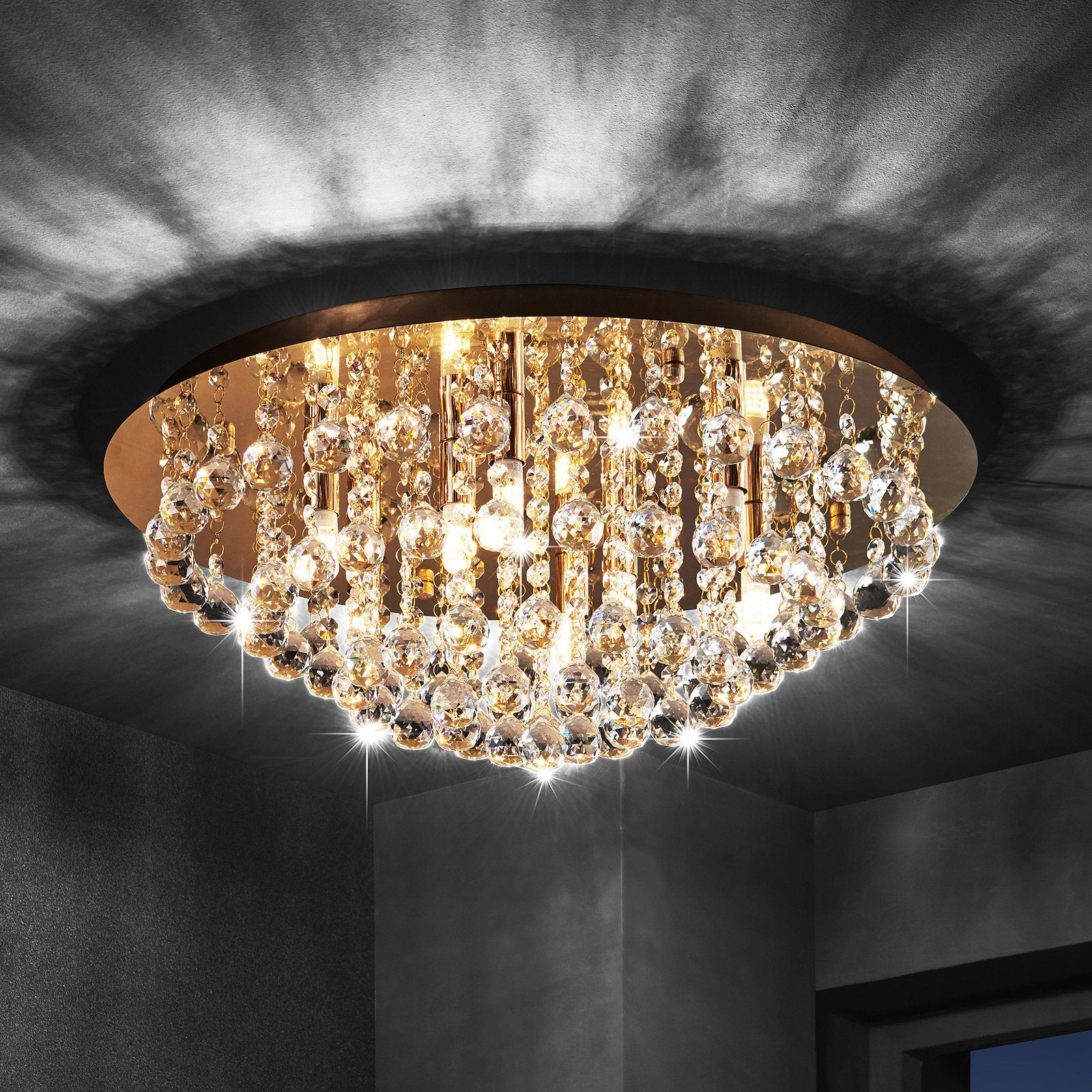 Lindby Deckenleuchte Deckenlampe Gillion Kronleuchter Kristall Lampe LED Ø 55cm - 4251096590050