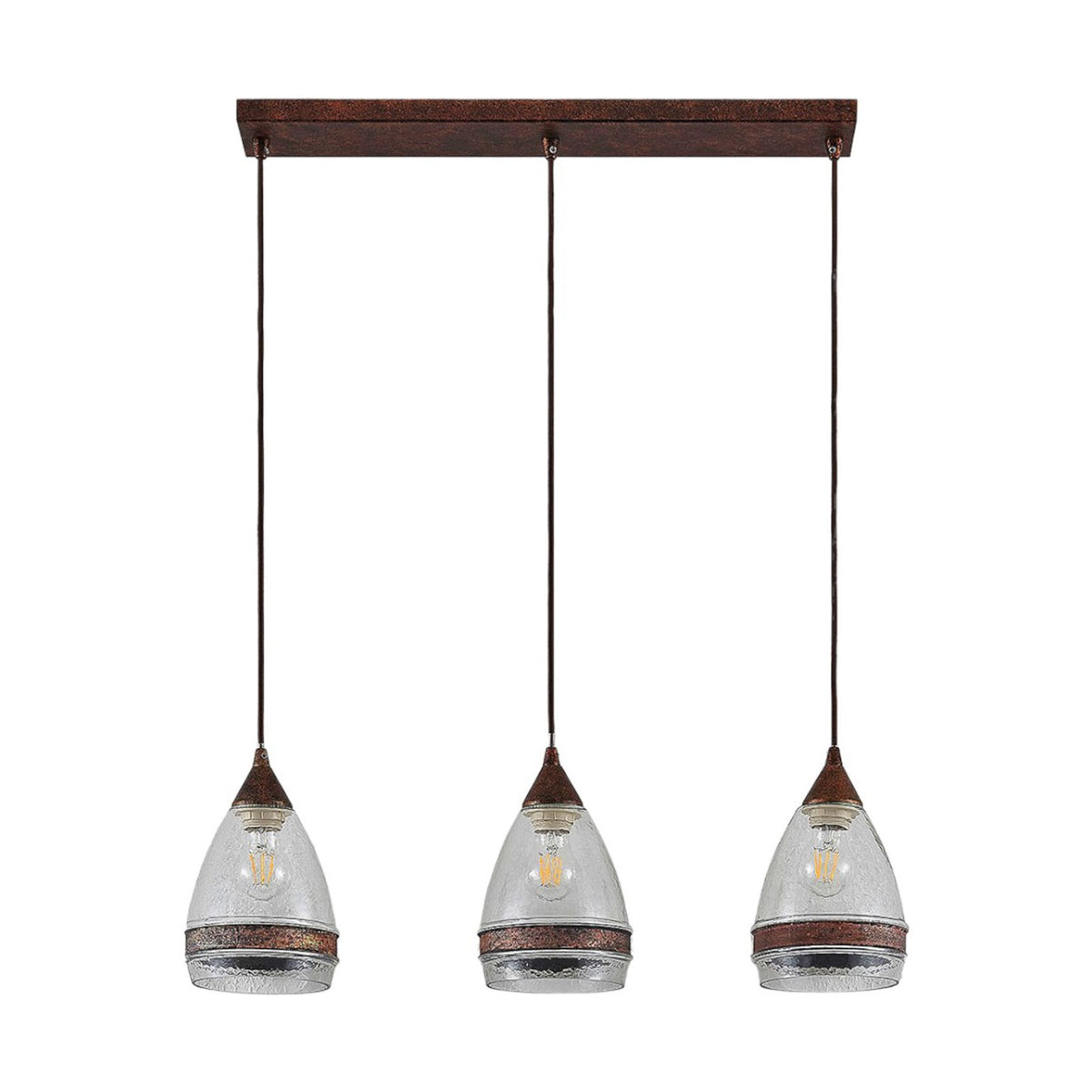 Lindby Glas-Pendelleuchte Millina Pendellampe Lampe Leuchte 3 flg. E27 rostbr107 - 4251096551570
