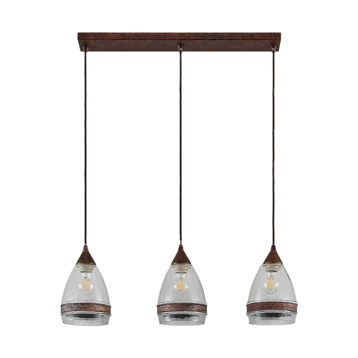 B-Ware Lindby Glas Pendelleuchte Millina Pendellampe Lampe Leuchte 3 Flg. E27 Rostbr107 - 4251096551570