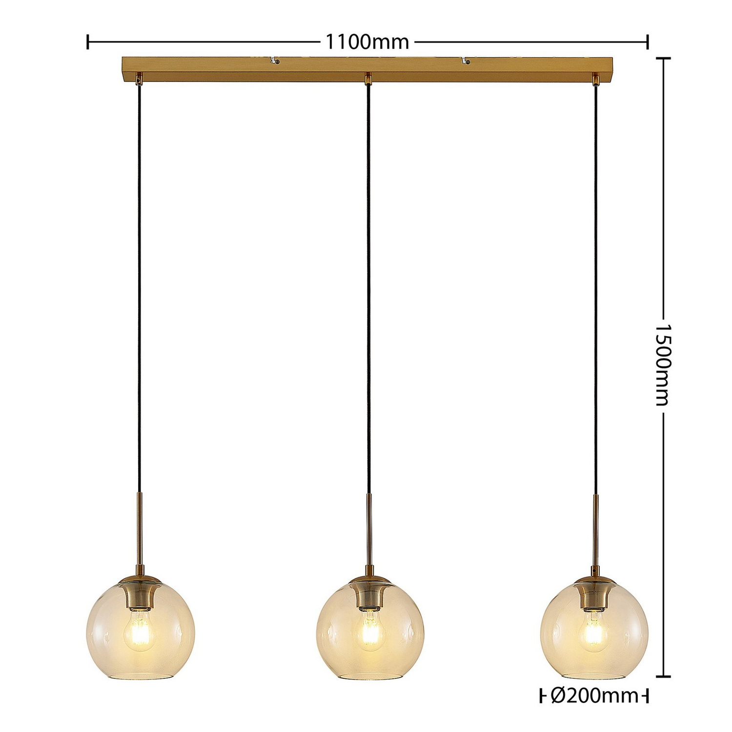 B-Ware Lindby Hängeleuchte Pendelleuchte Grady Messing Glas Lampe Leuchte Led 110 Cm