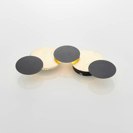 Lindby Wandleuchte Wandlampe LED Grazyna schwarz gold fünfflammig Metall warmwei - 8502193133394