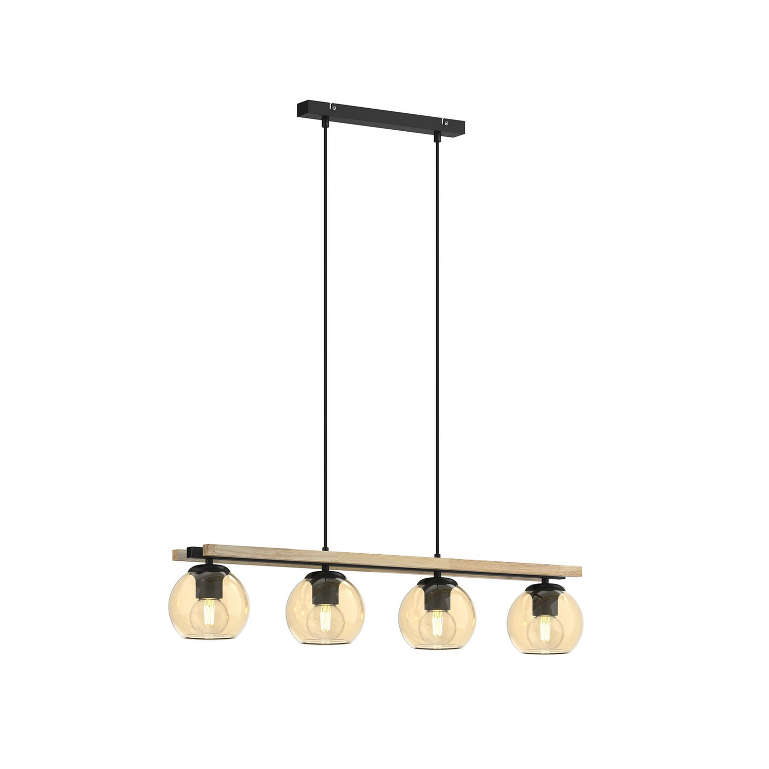 B-Ware Lindby Hängelampe Pendelleuchte Enrique Hängeleuchte Amber 4flg Glas Holz E27 - 9624908