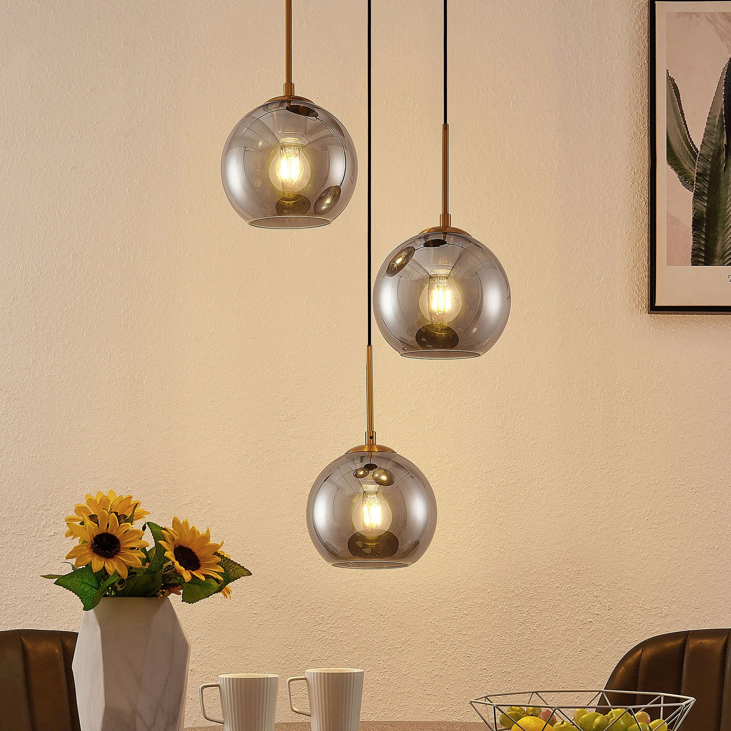 B-Ware Lindby Jurian Pendelleuchte  Deckenlampe Wohnzimmerlampe 3 Flamming Bronze Sm122 - 4251911727883