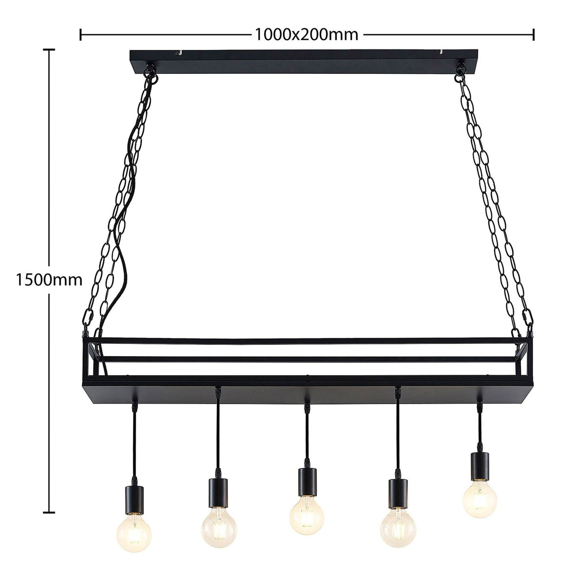 Lindby Hängelampe Hängeleuchte Kirista LED Pendelleuchte dimmbar schwarz 100cm - 4251911734829