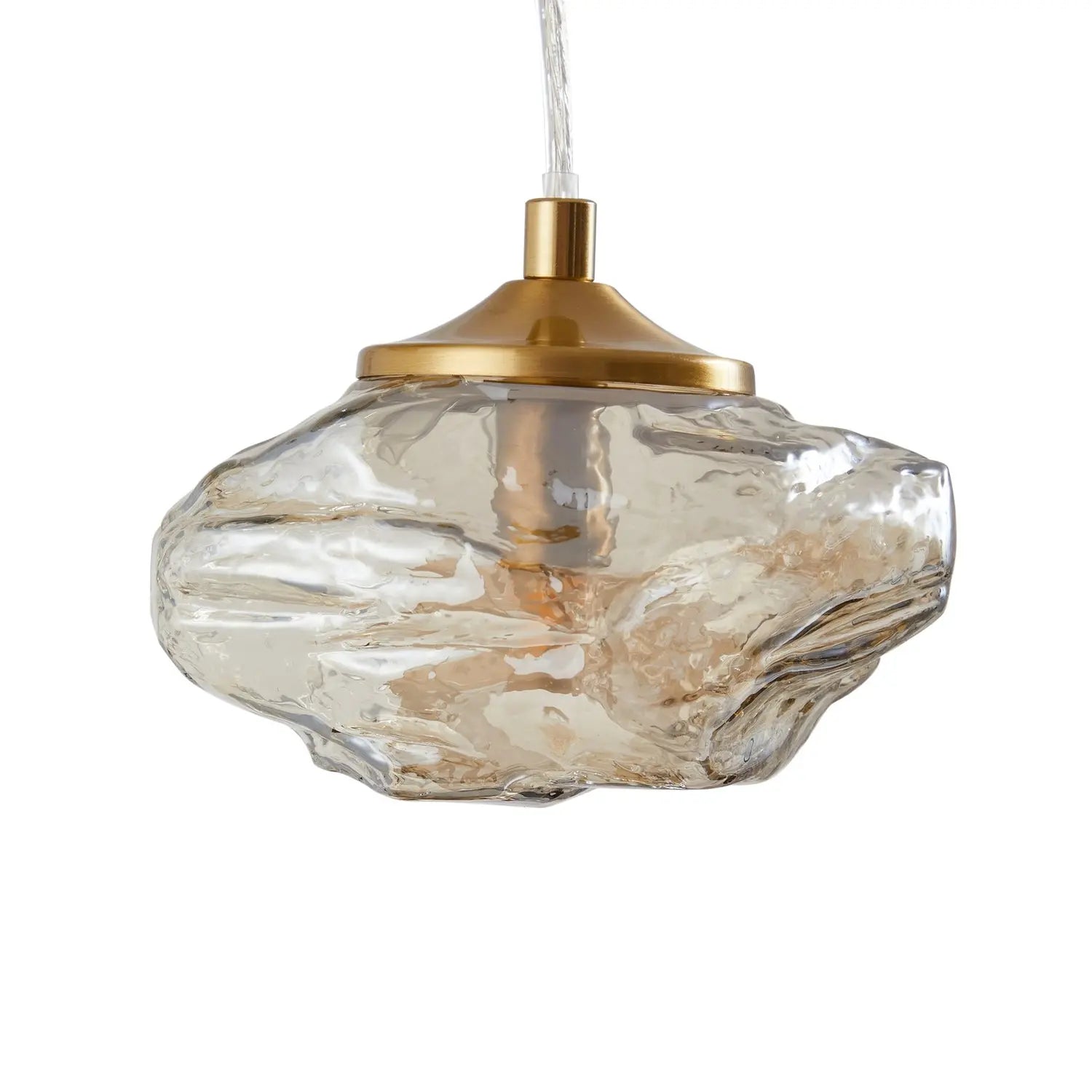 B-Ware Lindby Hängelampe Piatra Hängeleuchte Deckenlampe ø25cm 3 Flg Amber/Messing G116 - 4251911796520