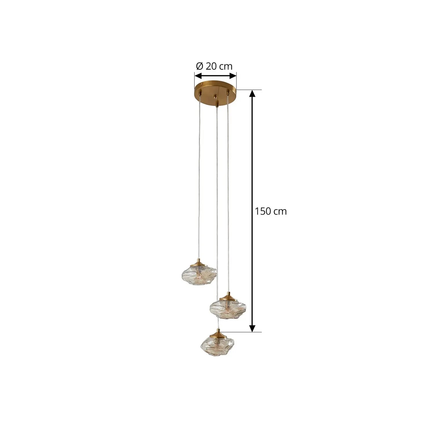 B-Ware Lindby Hängelampe Piatra Hängeleuchte Deckenlampe ø25cm 3 Flg Amber/Messing G116 - 4251911796520