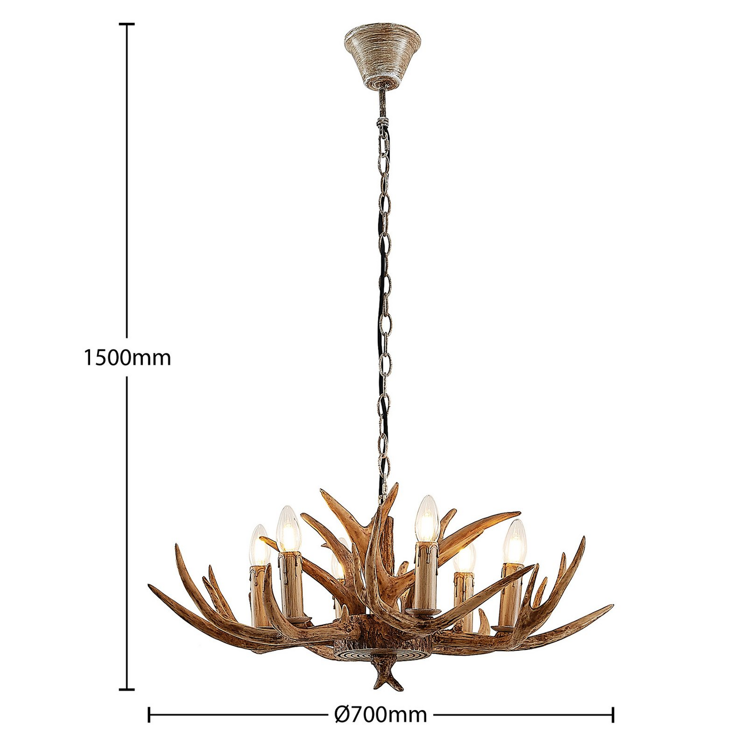Lindby Tejask Hängeleuchte Kronleuchter Geweih Braun E14 Deckenlampe  B-Ware - 4251911751369