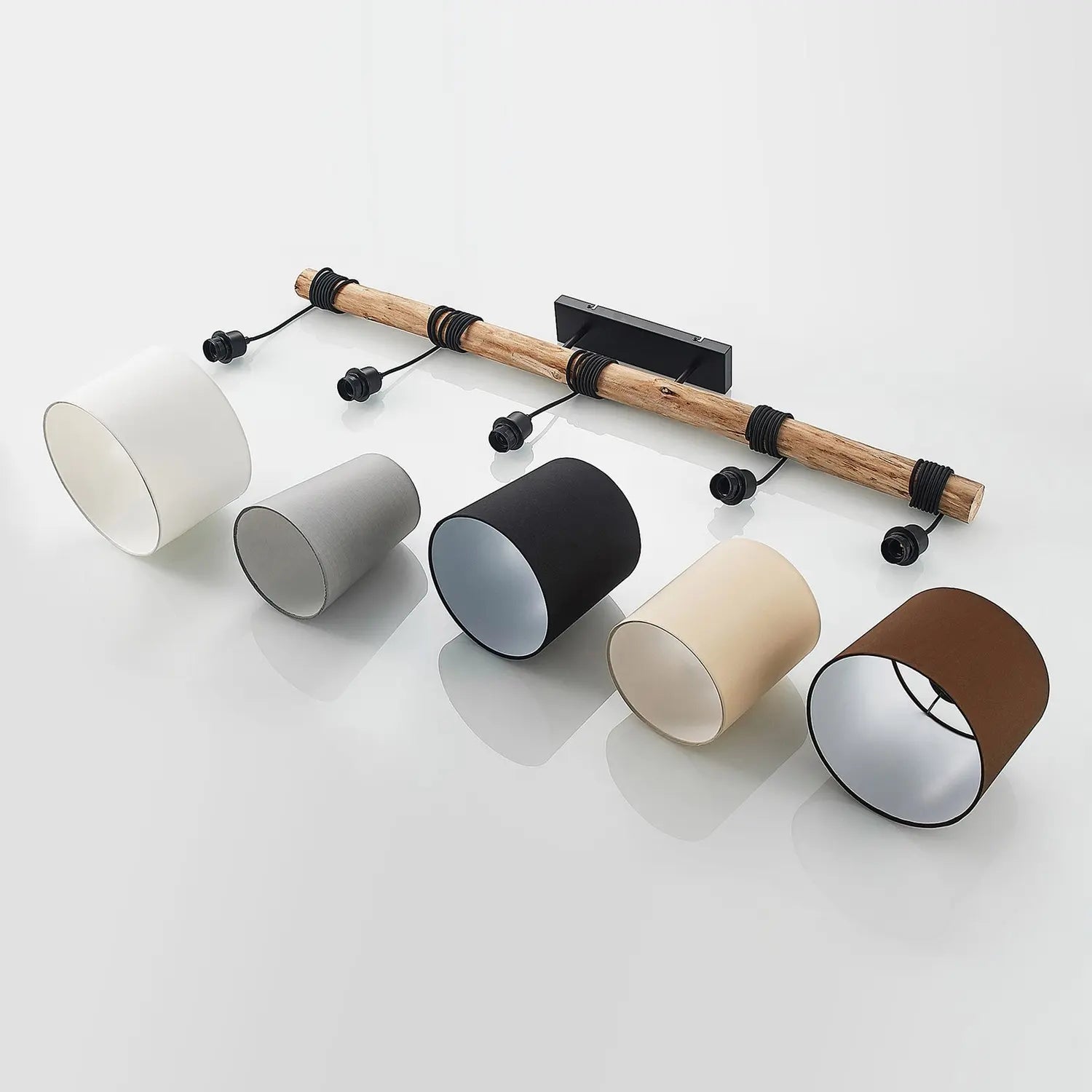 B-Ware Lindby Hängeleuchte Pendelleuchte Amilia Grau Beige E27 5 Flammig Stoff - 17007646877652