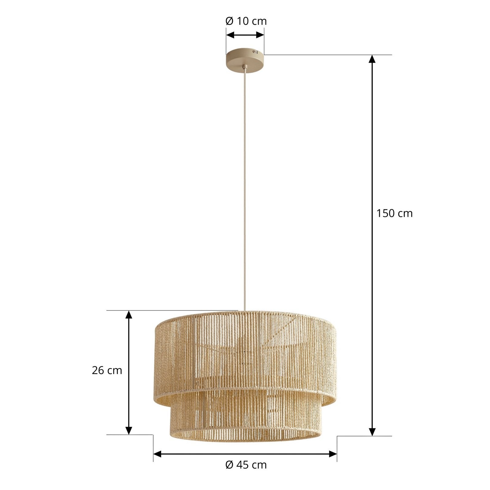 Lindby Hängeleuchte Pendelleuchte Lampe E27 Papier beige Ø 45 cm Anuva Leuchte - 4255830903717