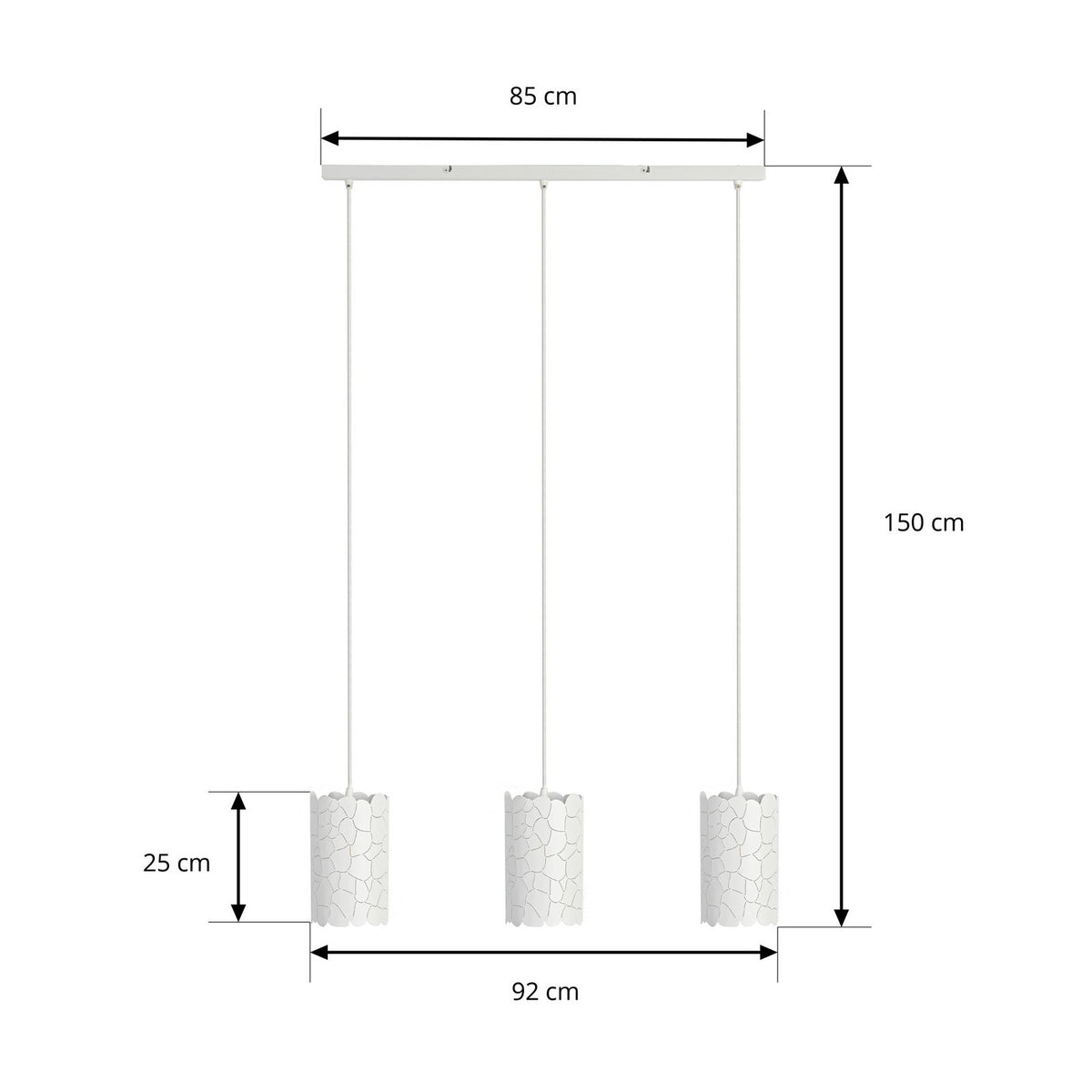 Lindby Hängeleuchte Pendelleuchte Aralena weiß 3 flg Länge 92 cm882 - 4251911786224