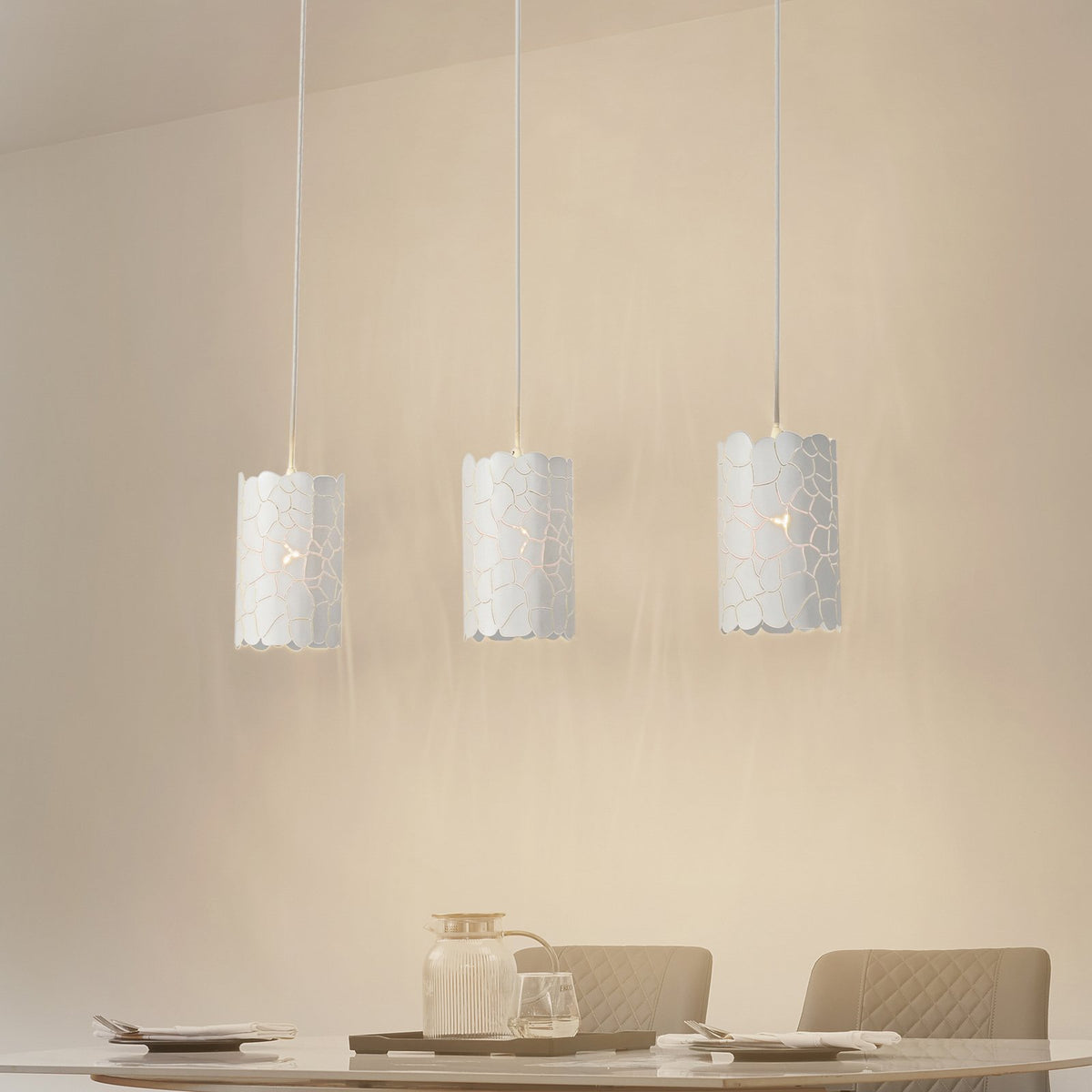 Lindby Hängeleuchte Pendelleuchte Aralena weiß 3 flg Länge 92 cm882 - 4251911786224