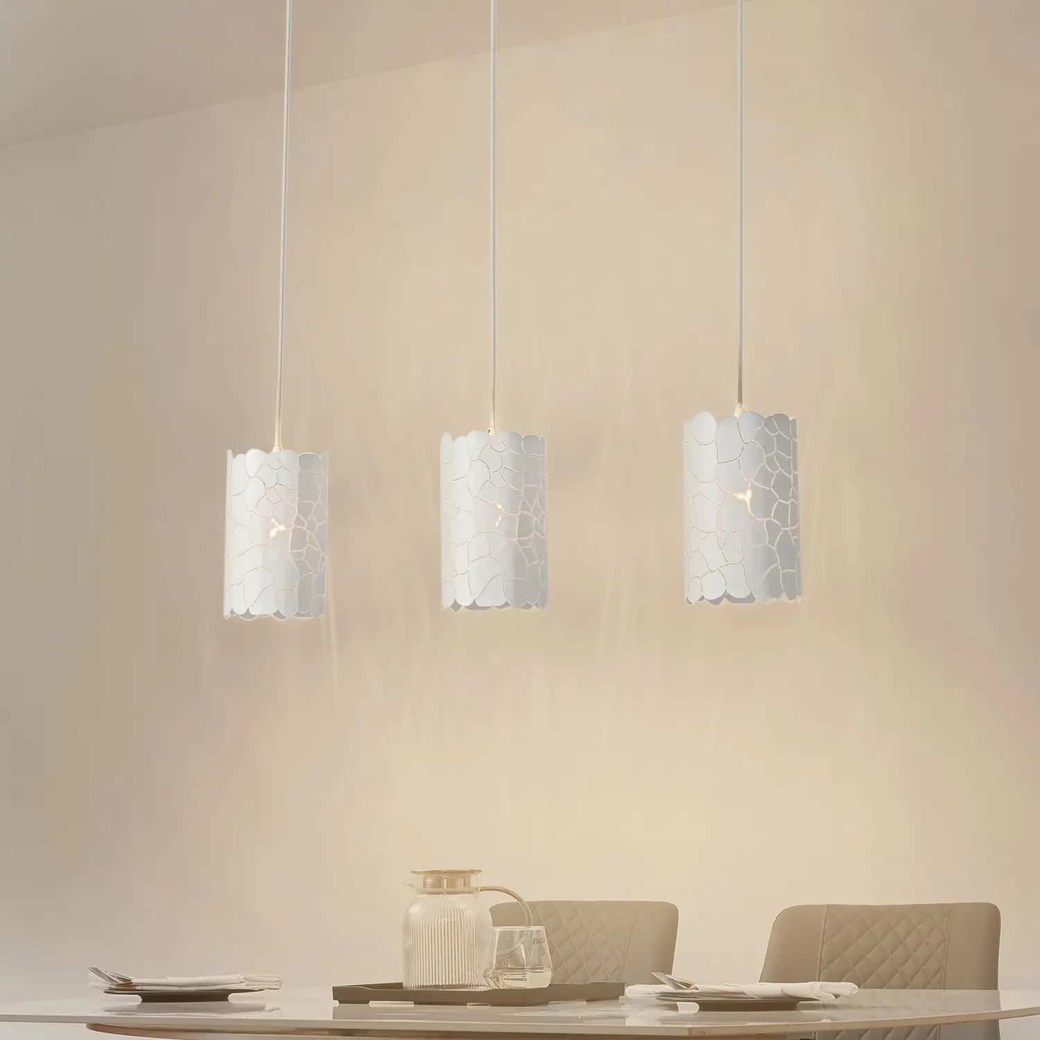 B-Ware Lindby Hängeleuchte Pendelleuchte Aralena Weiß 3 Flg Länge 92 Cm369