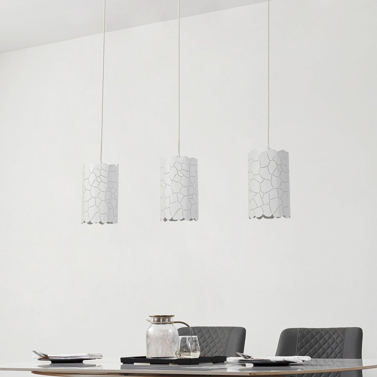 Lindby Hängeleuchte Pendelleuchte Aralena weiß 3 flg Länge 92 cm882 - 4251911786224