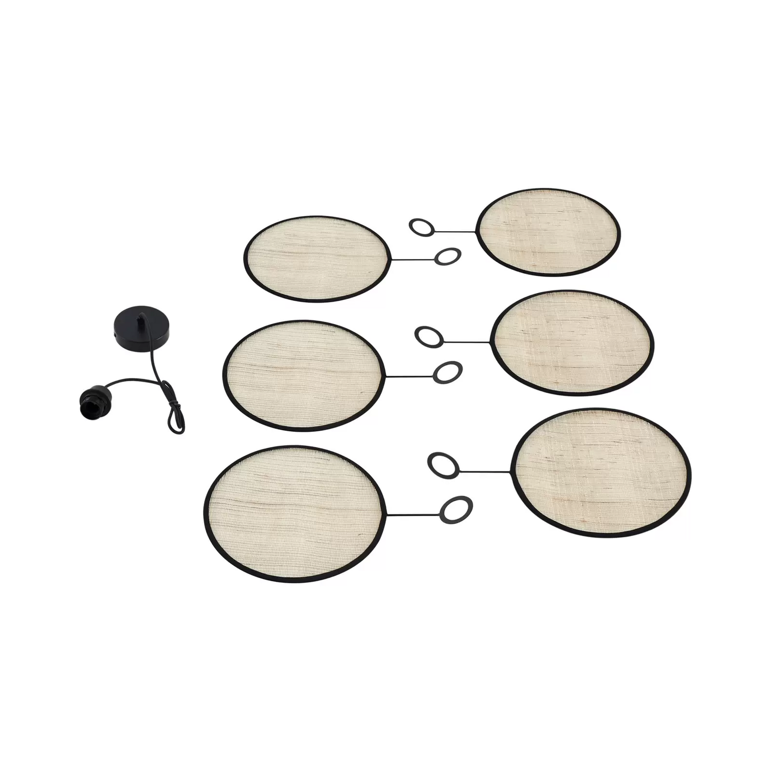 B-Ware Lindby Hängeleuchte Astraia Natur/Schwarz Leinen ø 80cm Hängelampe Siehe Text - 4251911777925