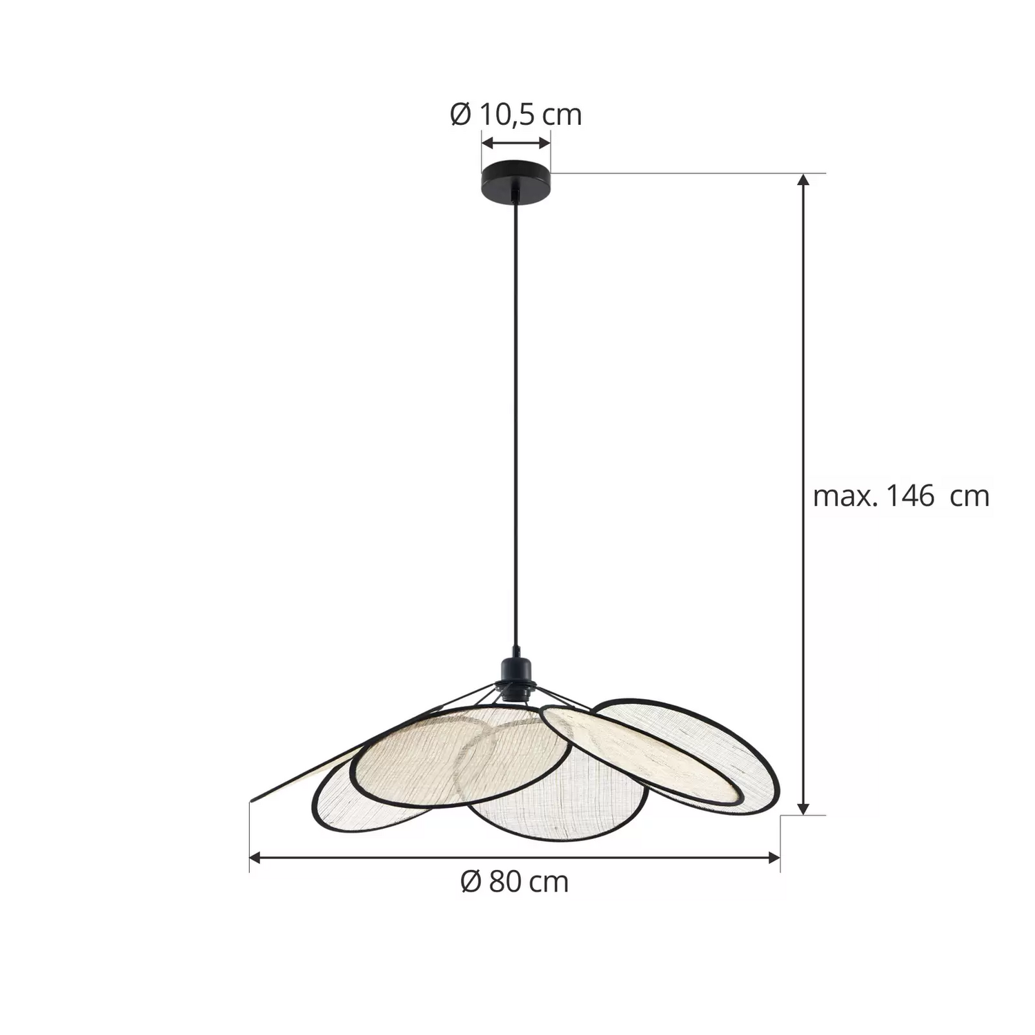 B-Ware Lindby Hängeleuchte Astraia Natur/Schwarz Leinen ø 80cm Hängelampe Siehe Text - 4251911777925