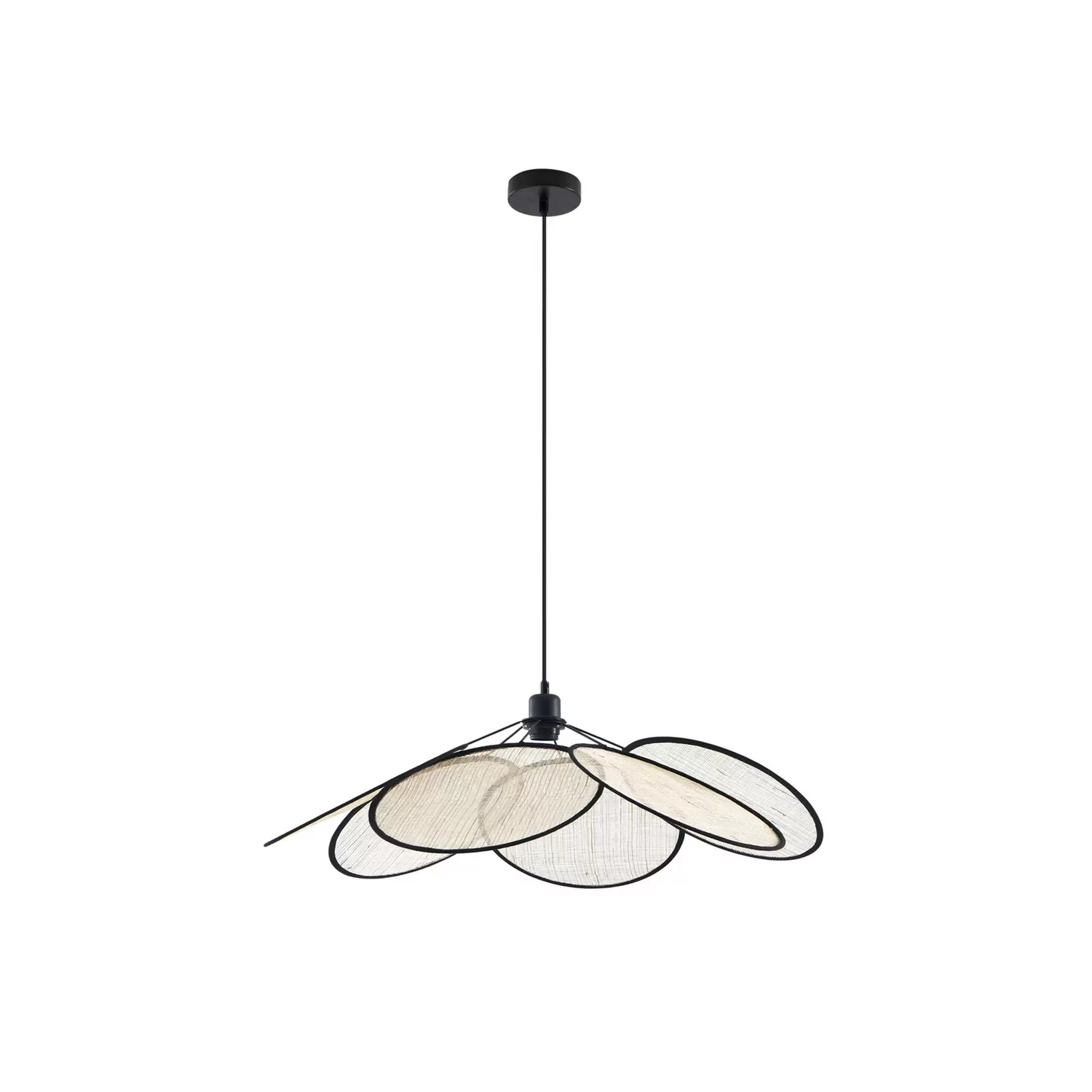 B-Ware Lindby Hängeleuchte Astraia Natur/Schwarz Leinen ø 80cm Hängelampe Siehe Text - 4251911777925