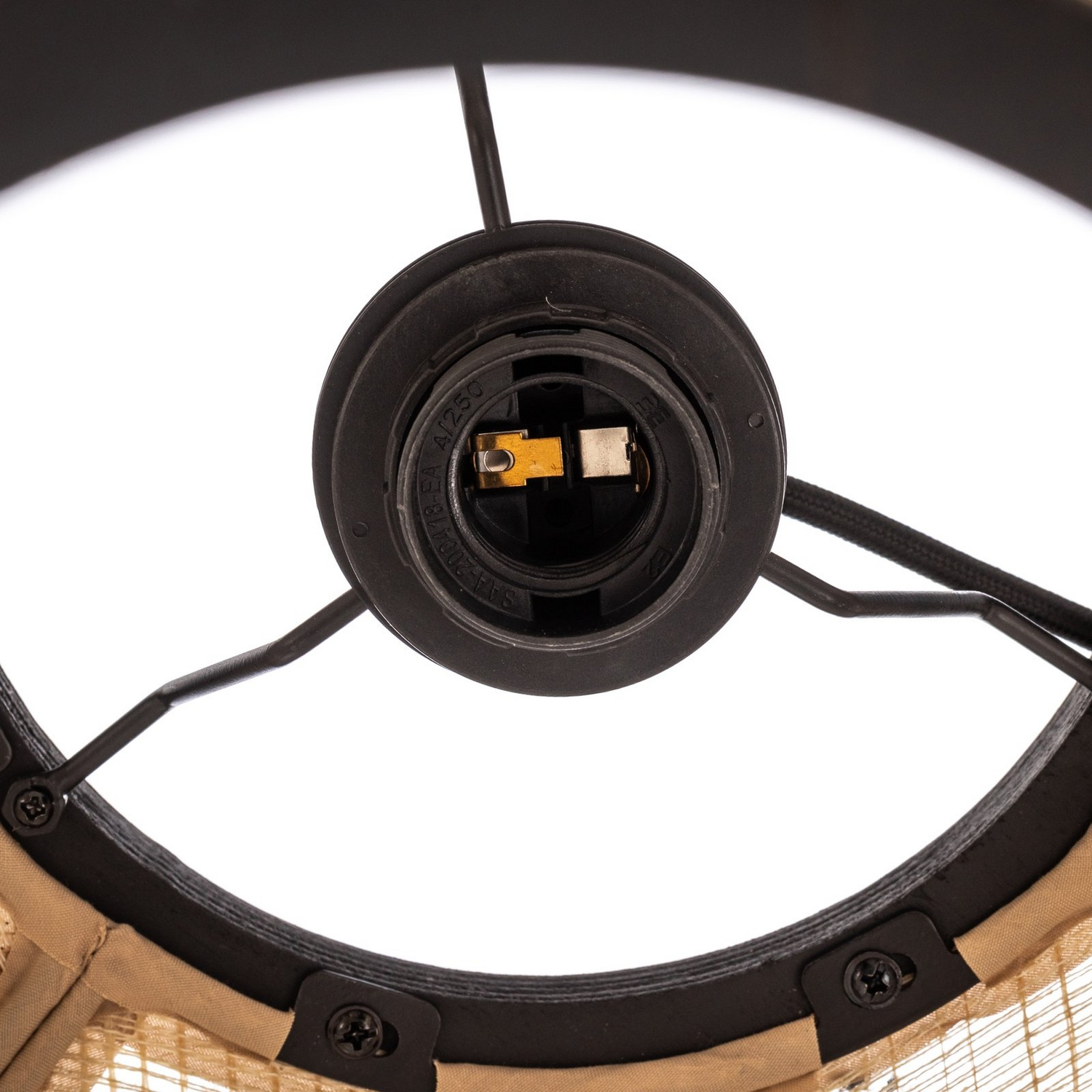 Lindby Hängeleuchte Lampe Deckenleuchte Aurinil Holzfarben Leinen ø 48cm E27 B-Ware - 4251911777819