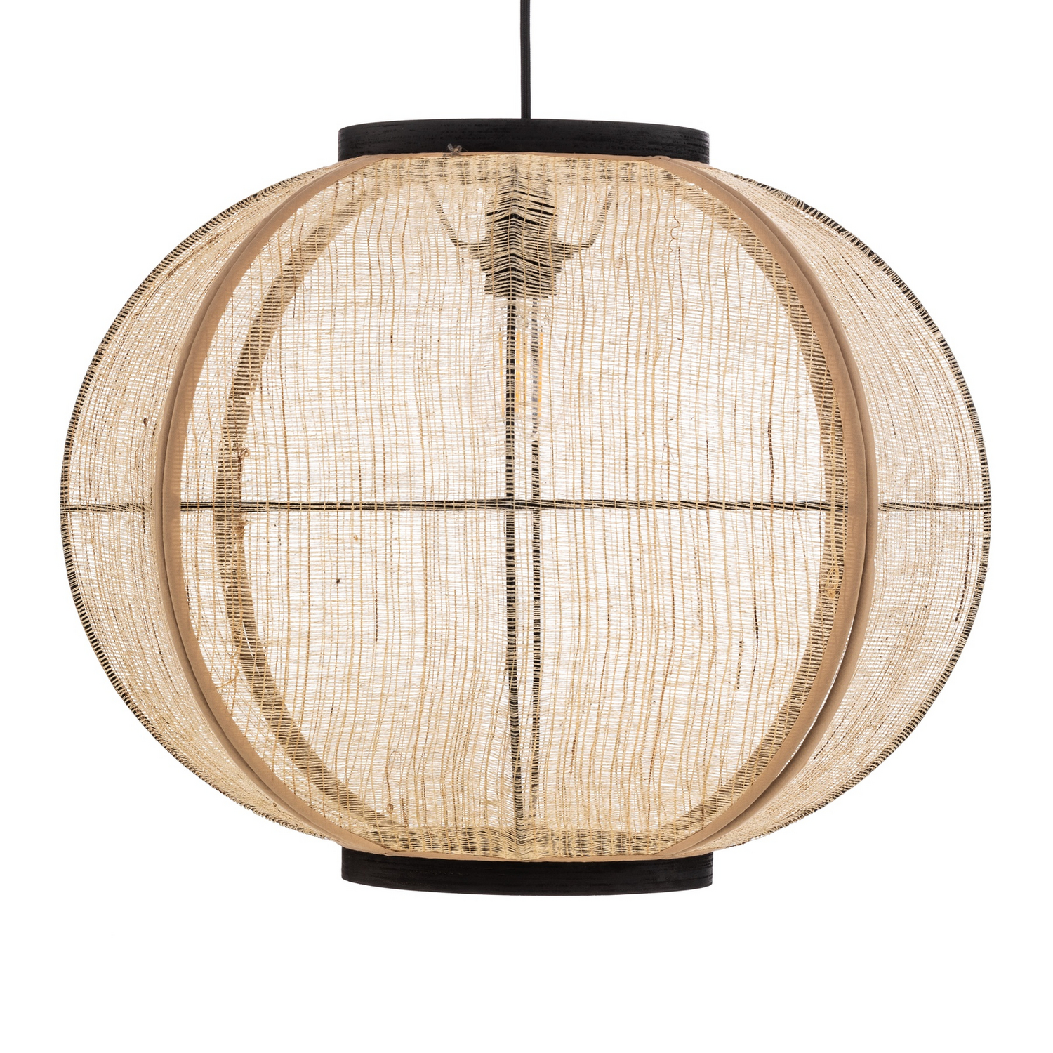 Lindby Hängeleuchte Lampe Deckenleuchte Aurinil Holzfarben Leinen ø 48cm E27 B-Ware - 4251911777819