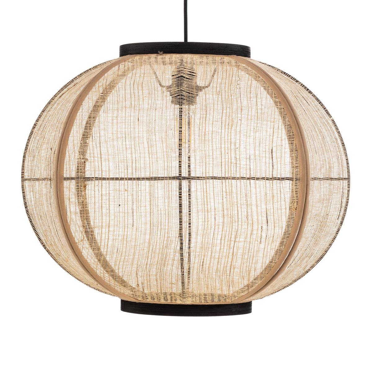 Lindby Hängeleuchte Lampe Deckenleuchte Aurinil holzfarben Leinen Ø 48cm E27 - 4251911777819