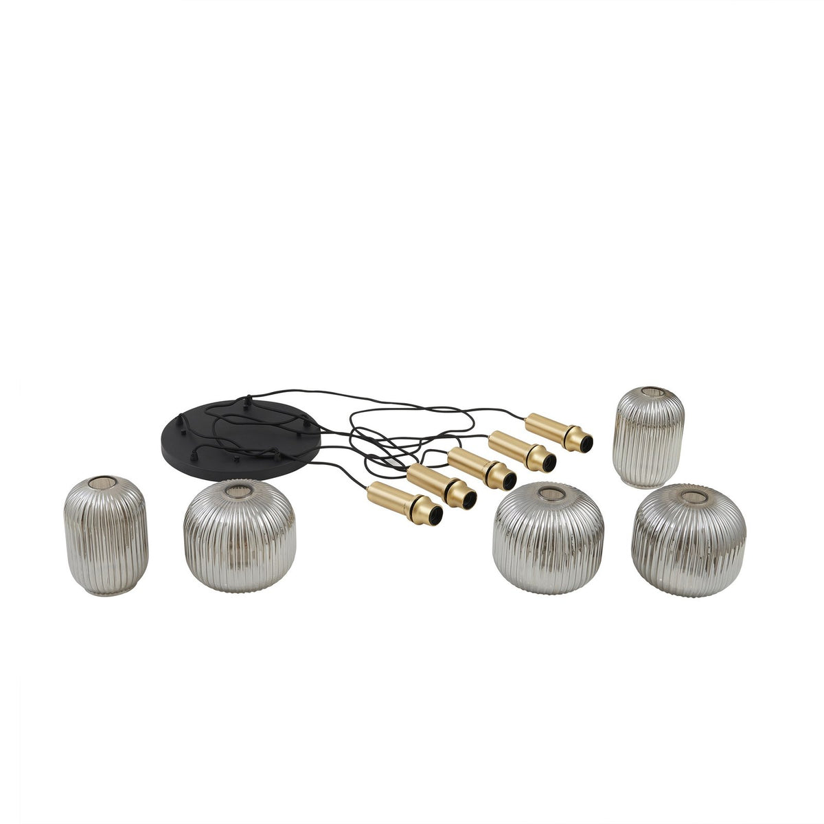 Lindby Hängeleuchte Pendelleuchte Doroteo 5 flammig grau Glas - 4251911793000