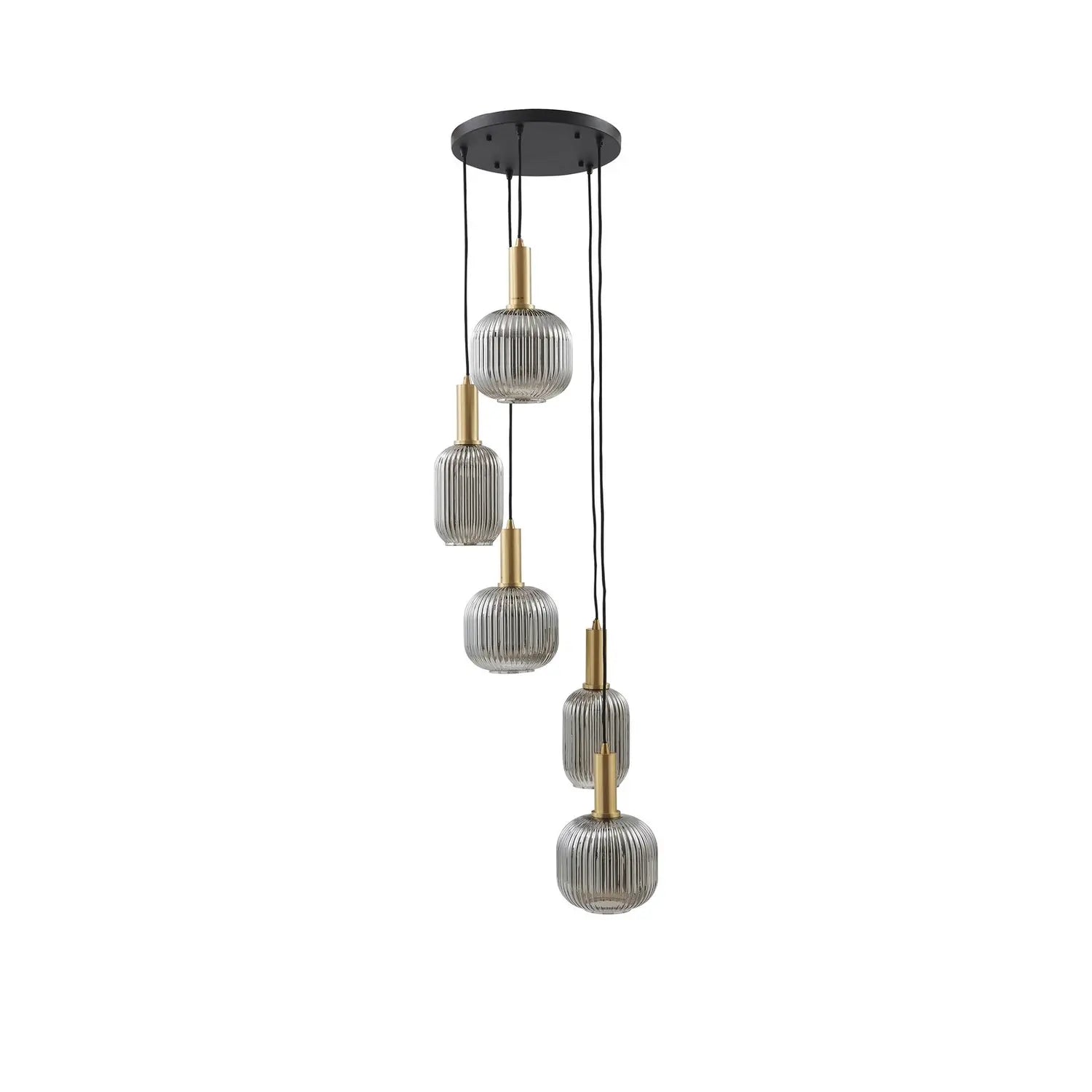 B-Ware Lindby Hängeleuchte Pendelleuchte Doroteo 5 Flammig Grau Glas678 - 4251911793000