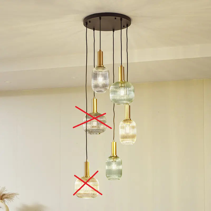 C-Ware Lindby Hängeleuchte Doroteo Grün Amber Grau Glas Deckenlampe Siehe Text/Foto - 4251911793017