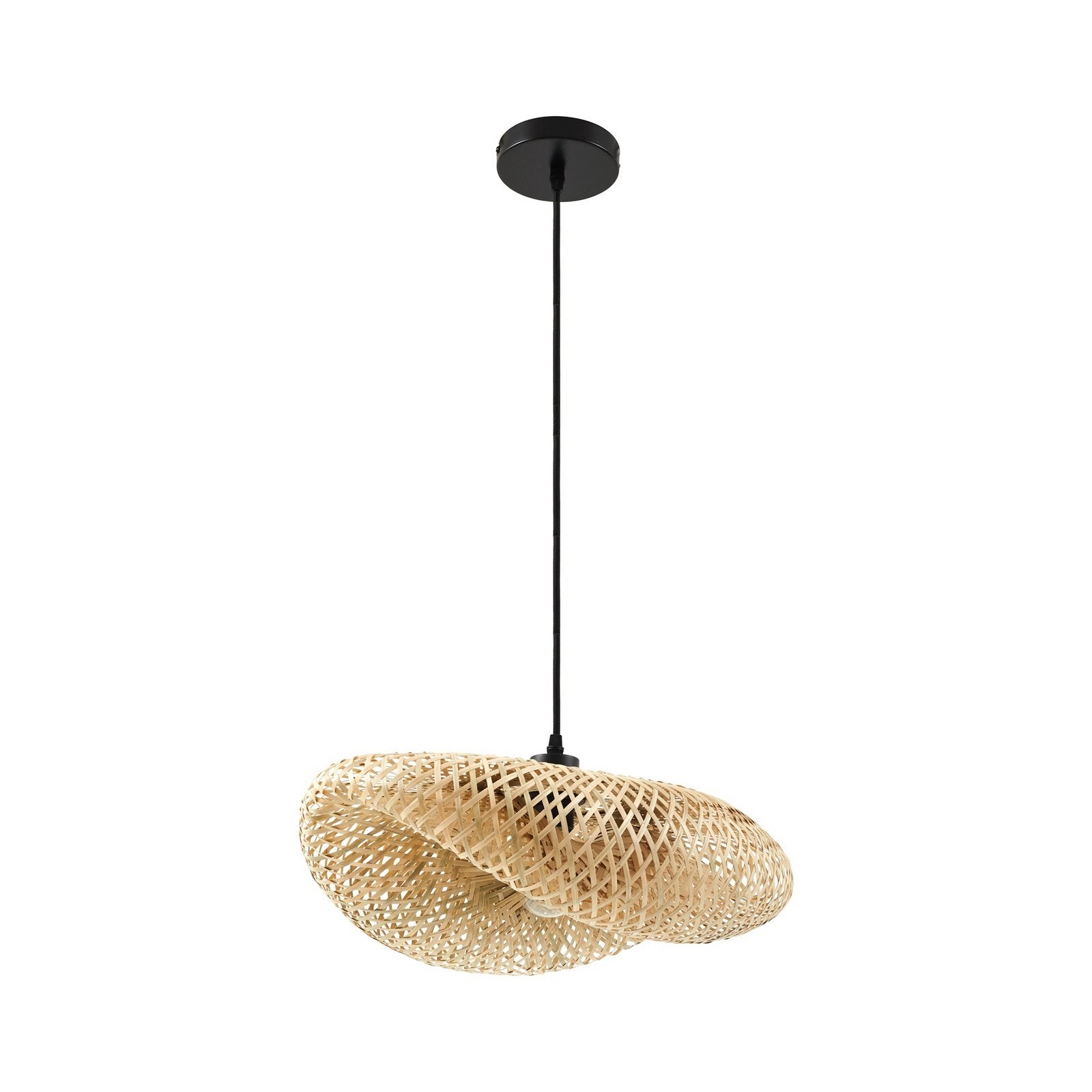 Lindby Hängeleuchte Pendelleuchte Eleane Bambus natur Länge 50 cm E27 LED Lampe - 4255830900303