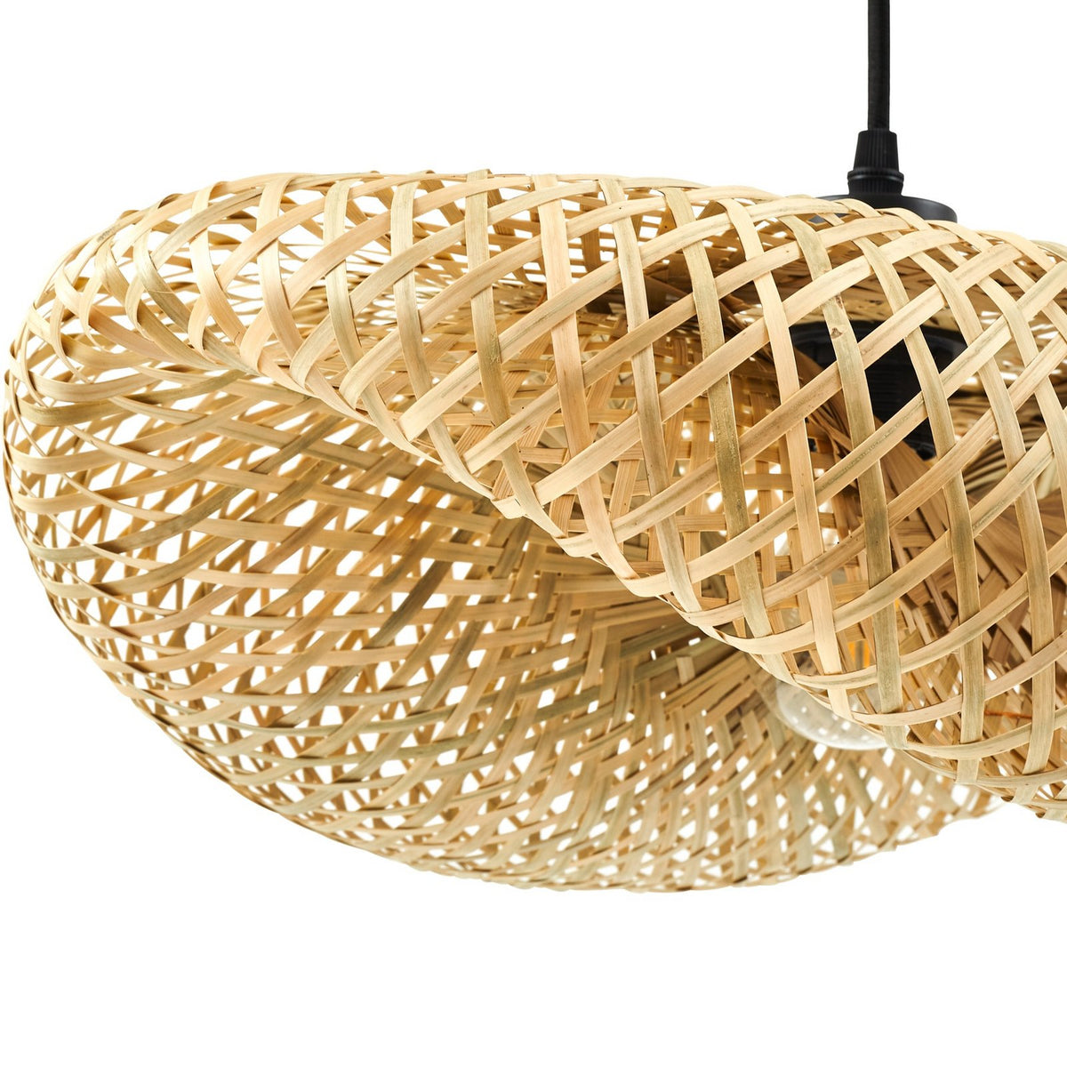 Lindby Hängeleuchte Pendelleuchte Eleane Bambus natur Länge 50 cm E27 LED Lampe - 4255830900303