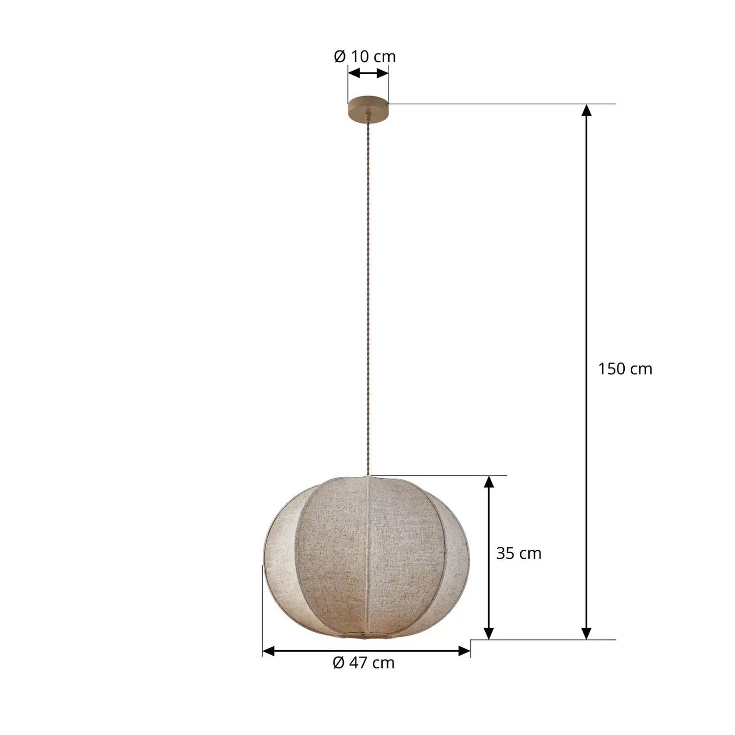 B-Ware Lindby Hängeleuchte Pendelleuchte Elfie Textil Leinen Beige E27 47 Cm - 4255830906503