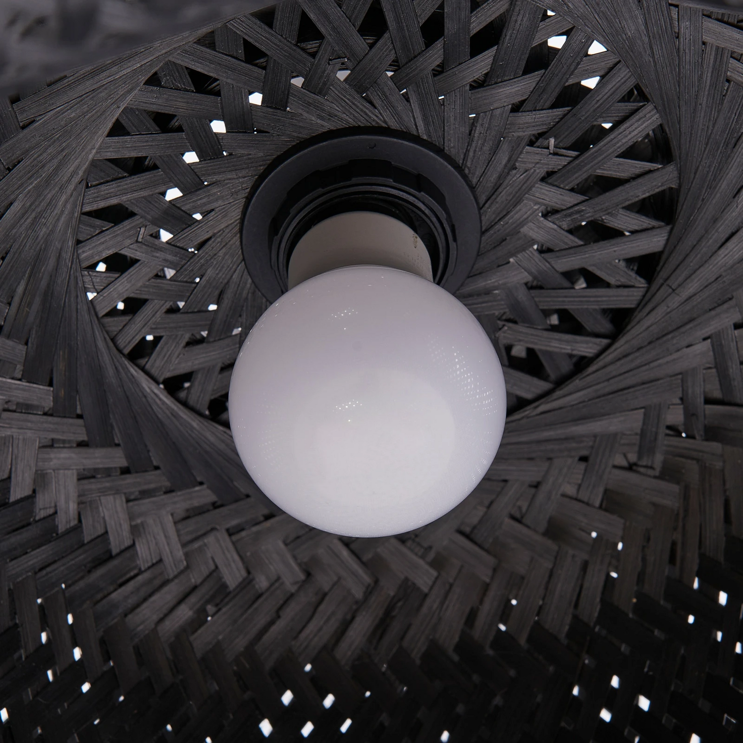 Lindby Hängeleuchte Eskil Hängelampe Pendelleuchte Schwarz Bambus ø 46,5 Cm B-Ware - 4251911794519