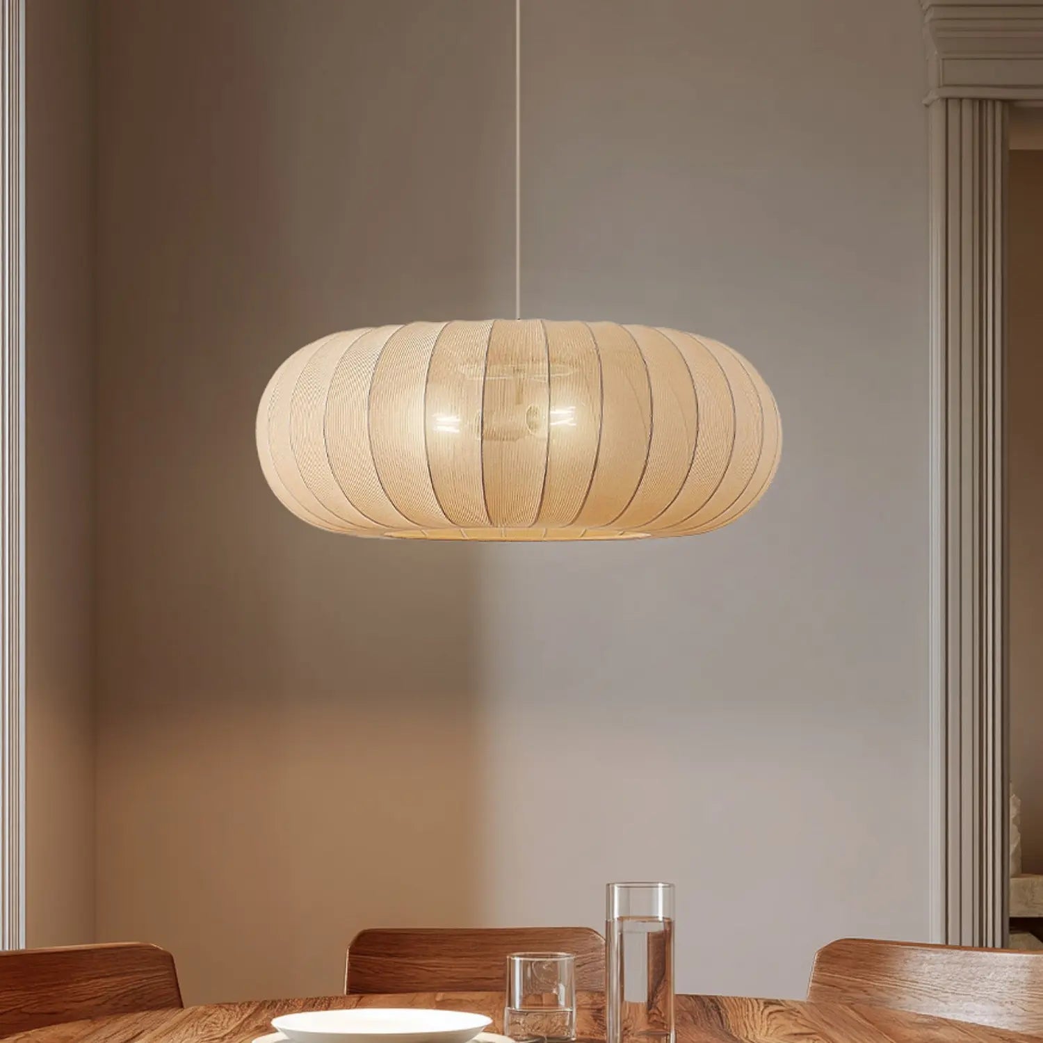 B-Ware Lindby Hängeleuchte Pendelleuchte Helin Deckenlampe Beige Textil 3 X E27 ø 70 Cm