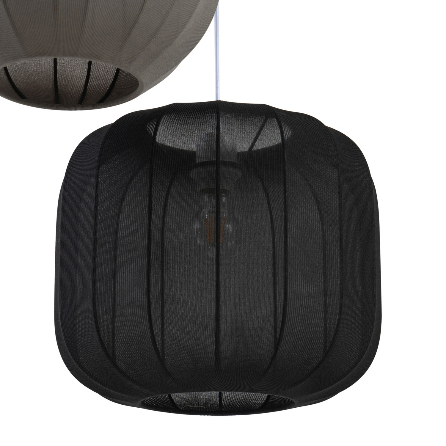 B-Ware Lindby Hängelampe Pendelleuchte Lampe Schwarz Weiß Grau Textil 60cm 3 Flammig690 - 4251911793871