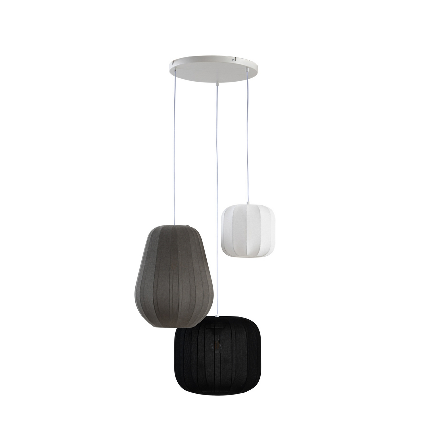 B-Ware Lindby Hängelampe Pendelleuchte Lampe Schwarz Weiß Grau Textil 60cm 3 Flammig690 - 4251911793871