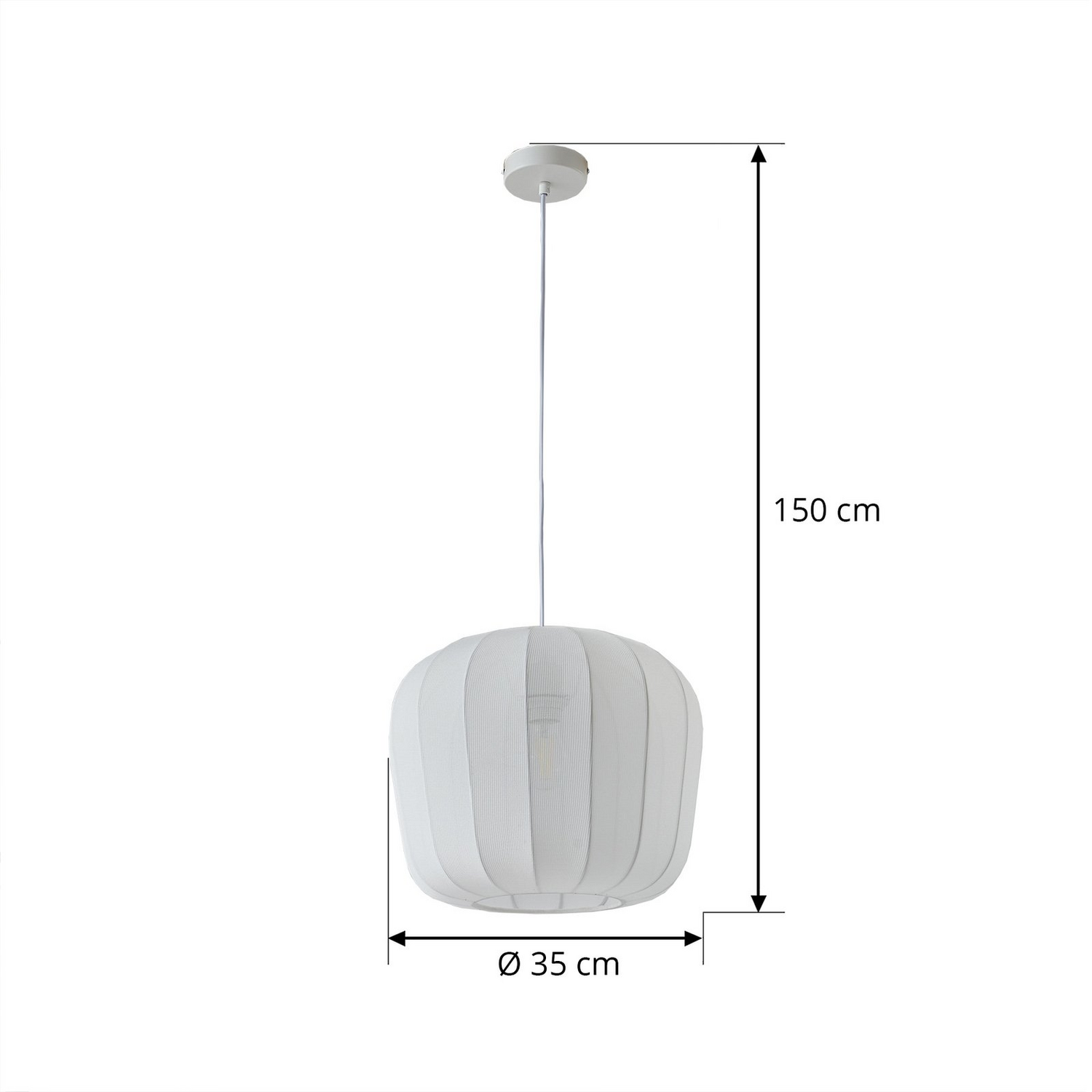 B-Ware Lindby Hängeleuchte Helin Weiß ø 35 Cm Stoff Deckenlampe Deckenleuchte Lampe