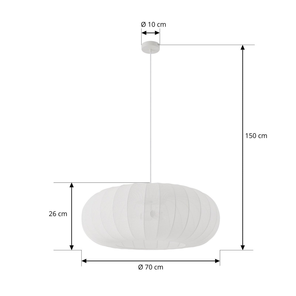 Lindby Hängeleuchte Pendelampe Helin weiß Textil Ø 70 cm 3 x E27 LED Leuchte - 4255830905124