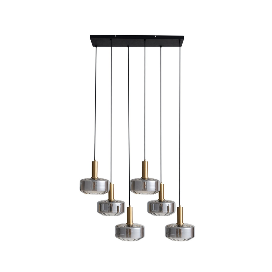 Lindby Hängeleuchte Pendelleuchte Lampe Leuchte Hildur Rauchgrau Glas 6flg ø22cm B-Ware - 4251911793338