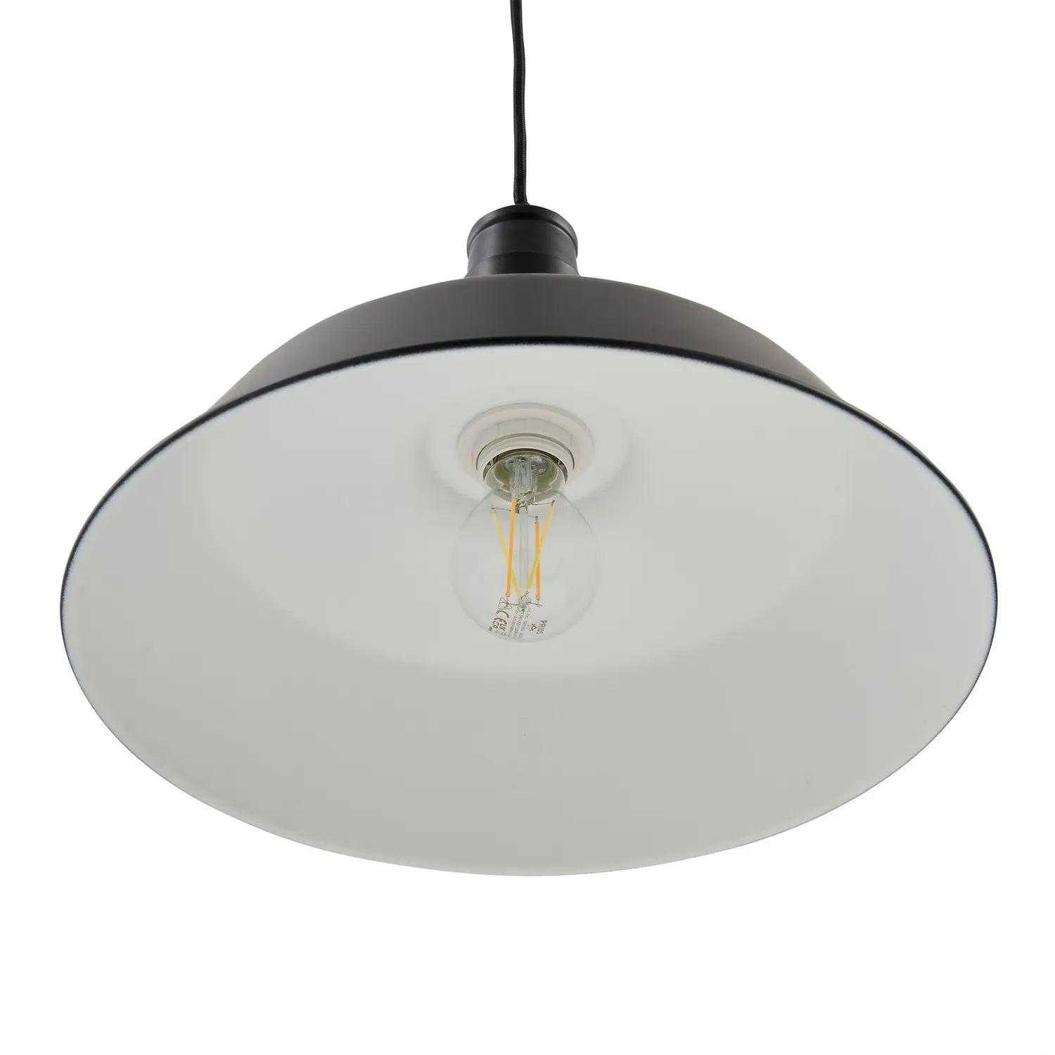 B-Ware Lindby Hängeleuchte Pendelleuchte Laylan Schwarz Weiß ø 36 Cm Metall E27 Pendel