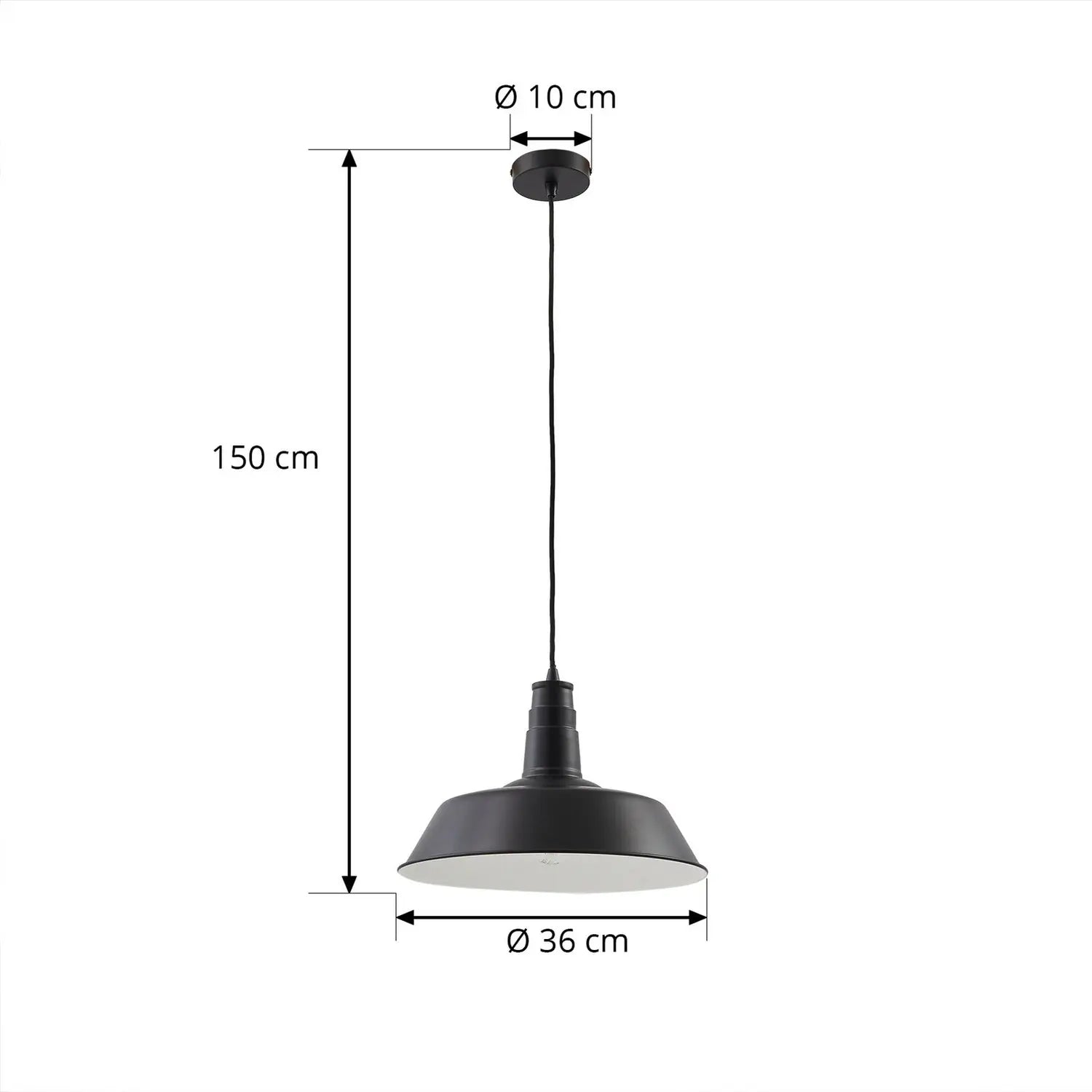B-Ware Lindby Hängeleuchte Pendelleuchte Laylan Schwarz Weiß ø 36 Cm Metall E27 Pendel